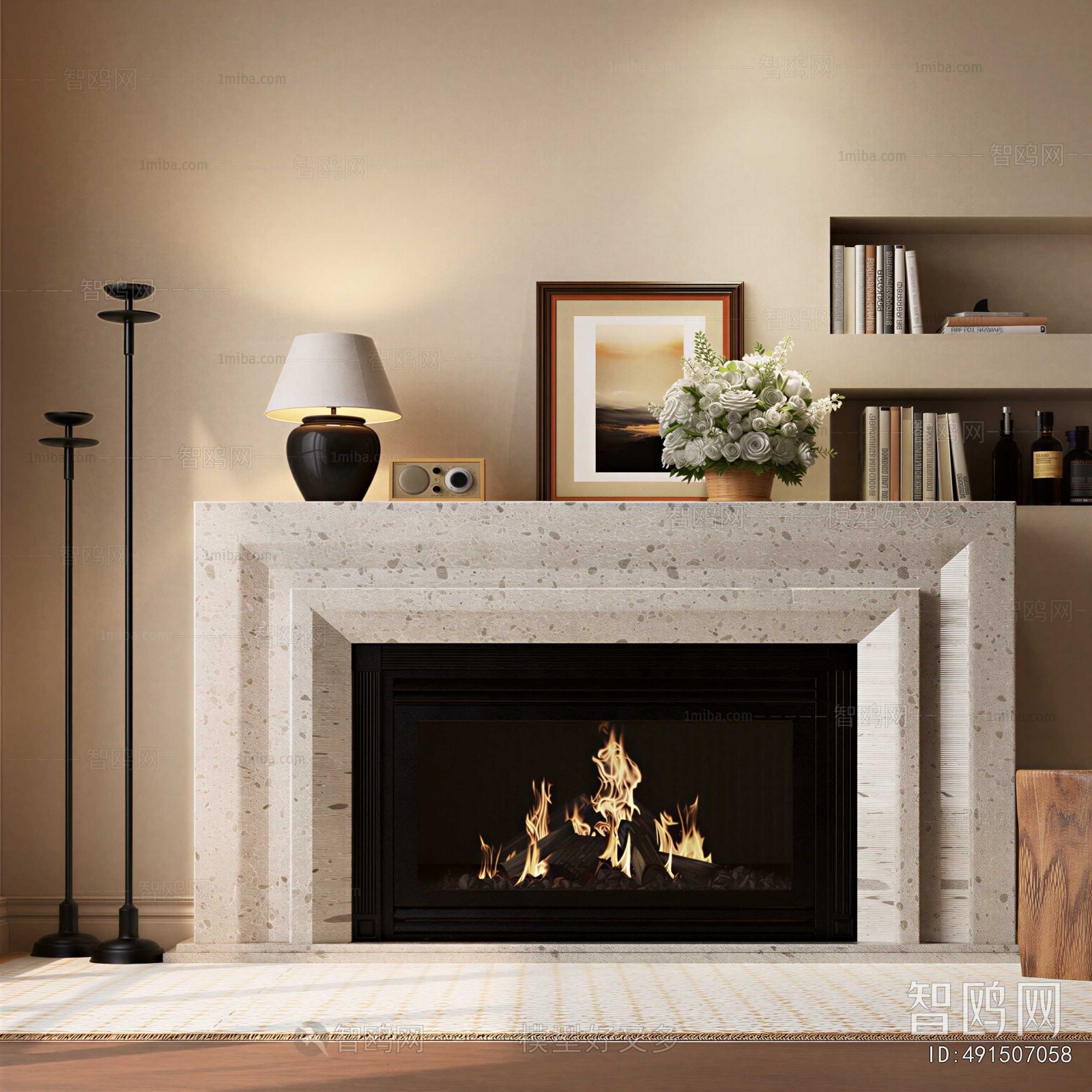 Simple European Style Fireplace