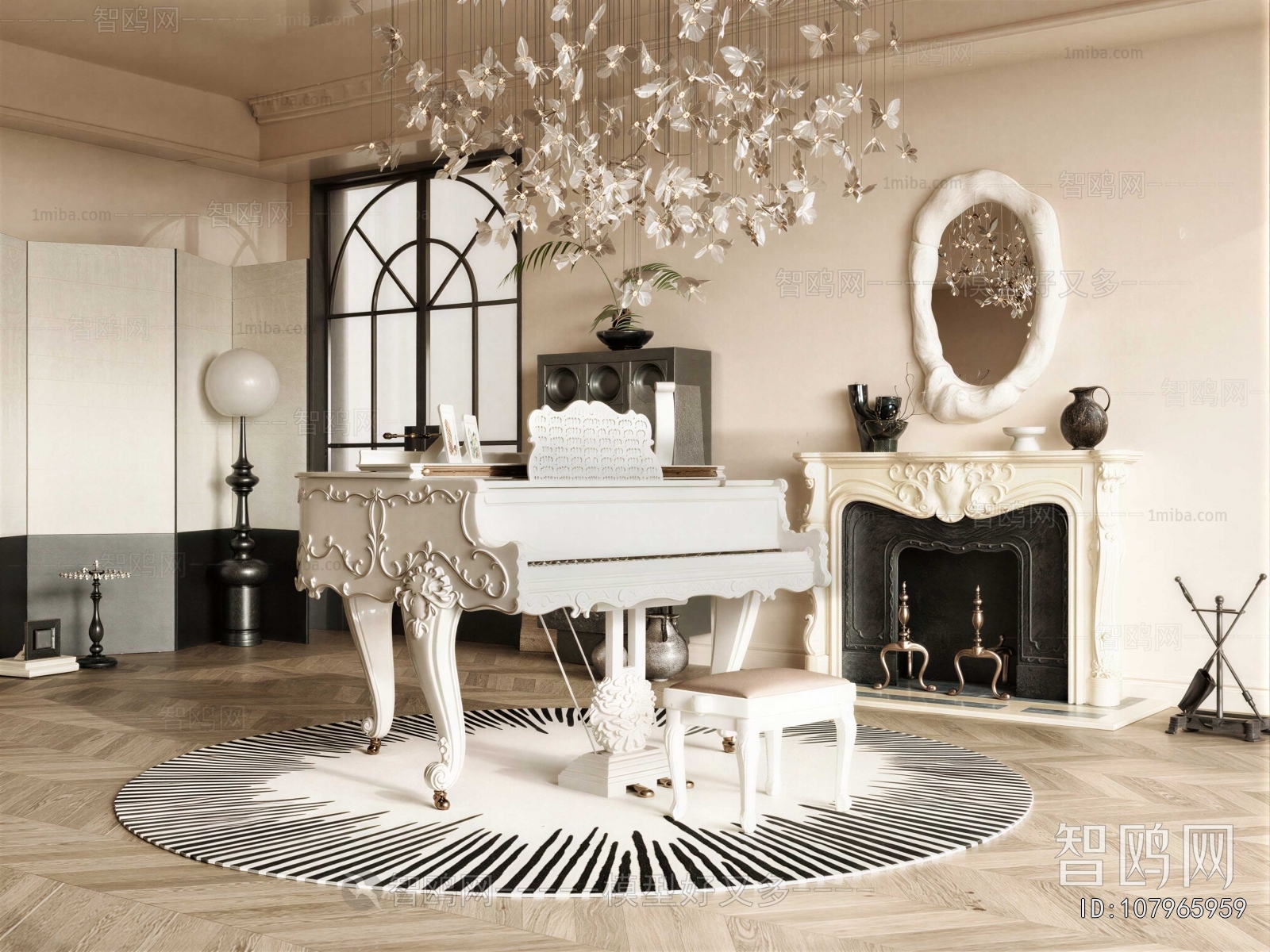 French Style Piano Room