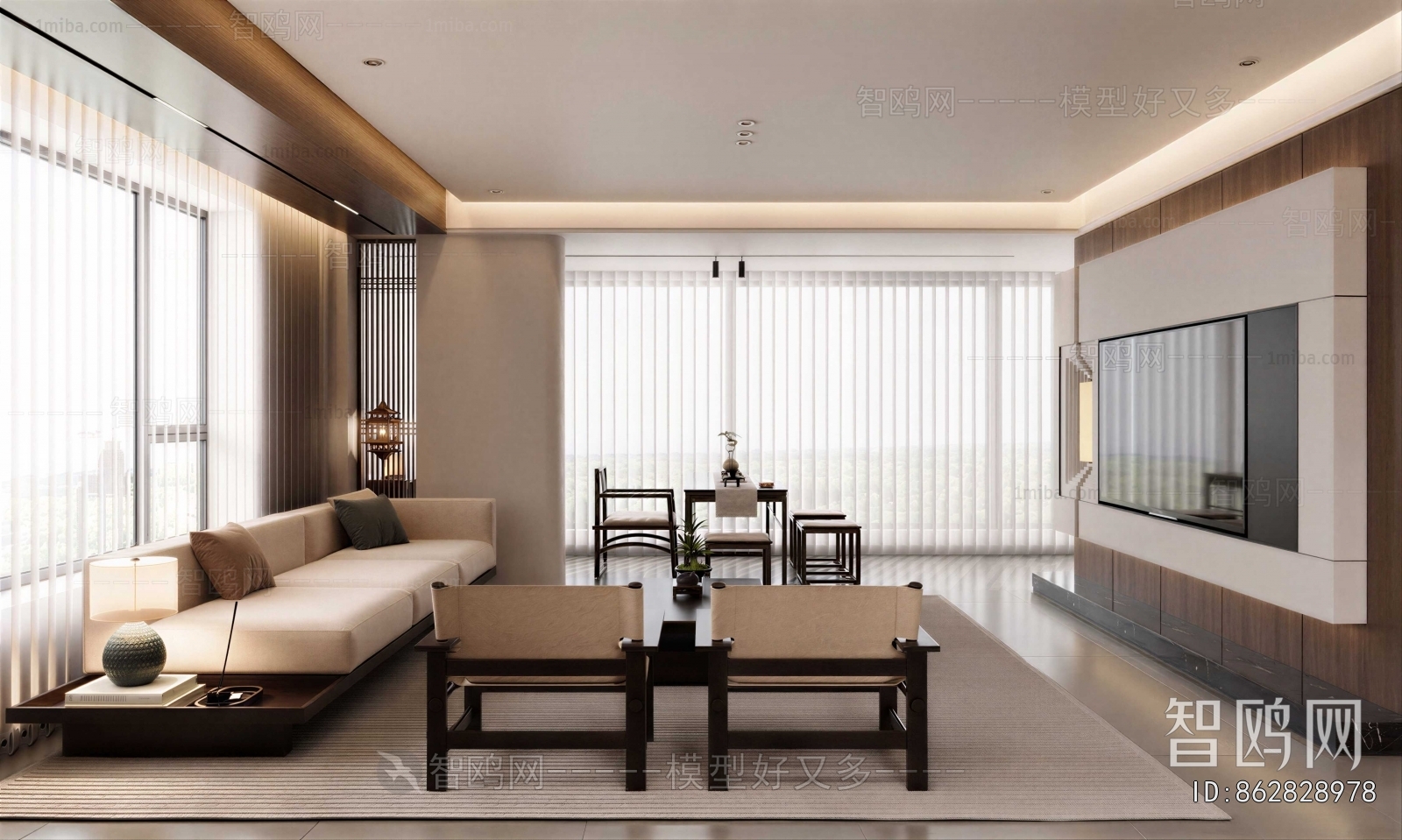 New Chinese Style A Living Room