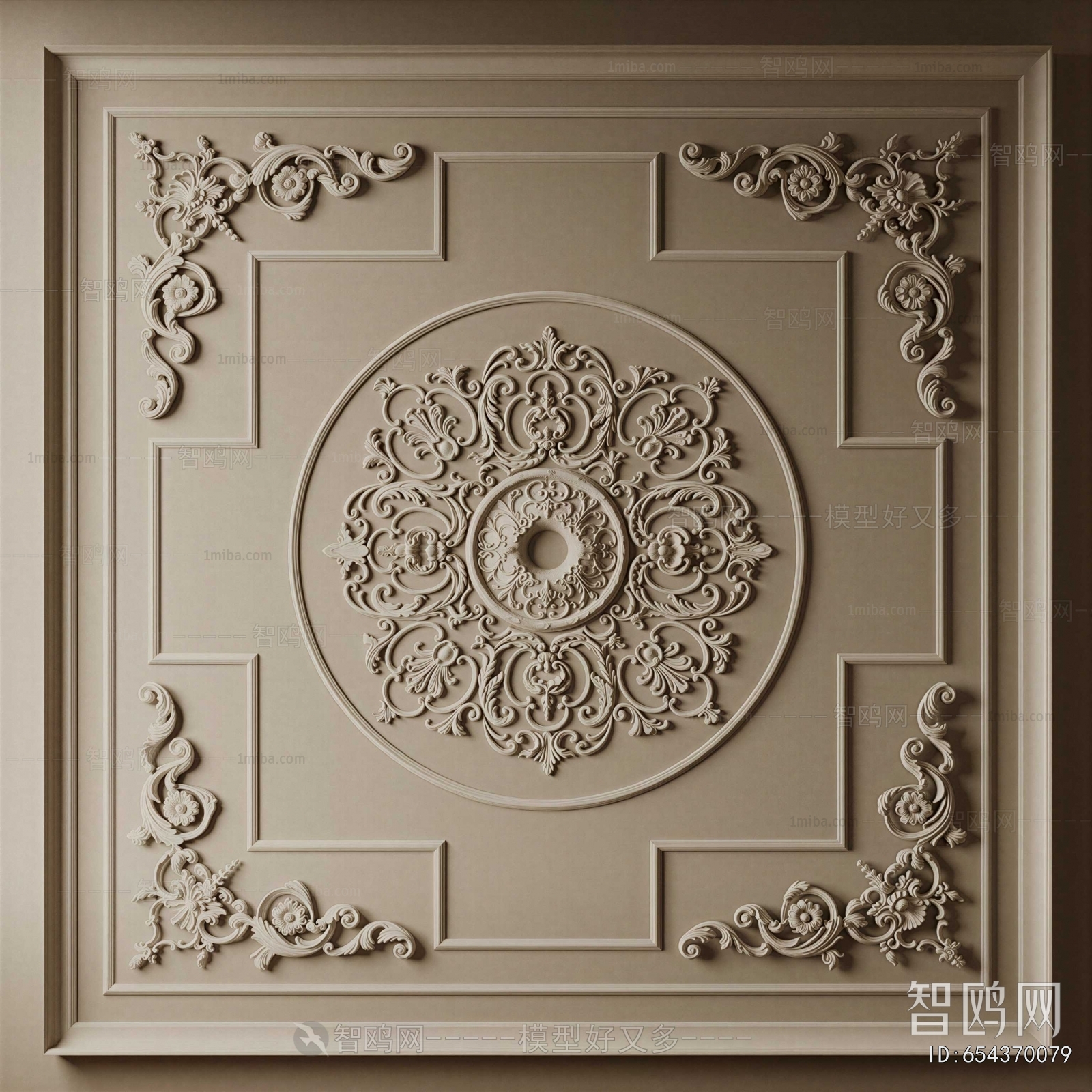 French Style Plaster Carved Top Plate