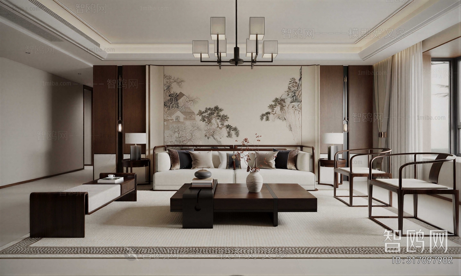 New Chinese Style A Living Room