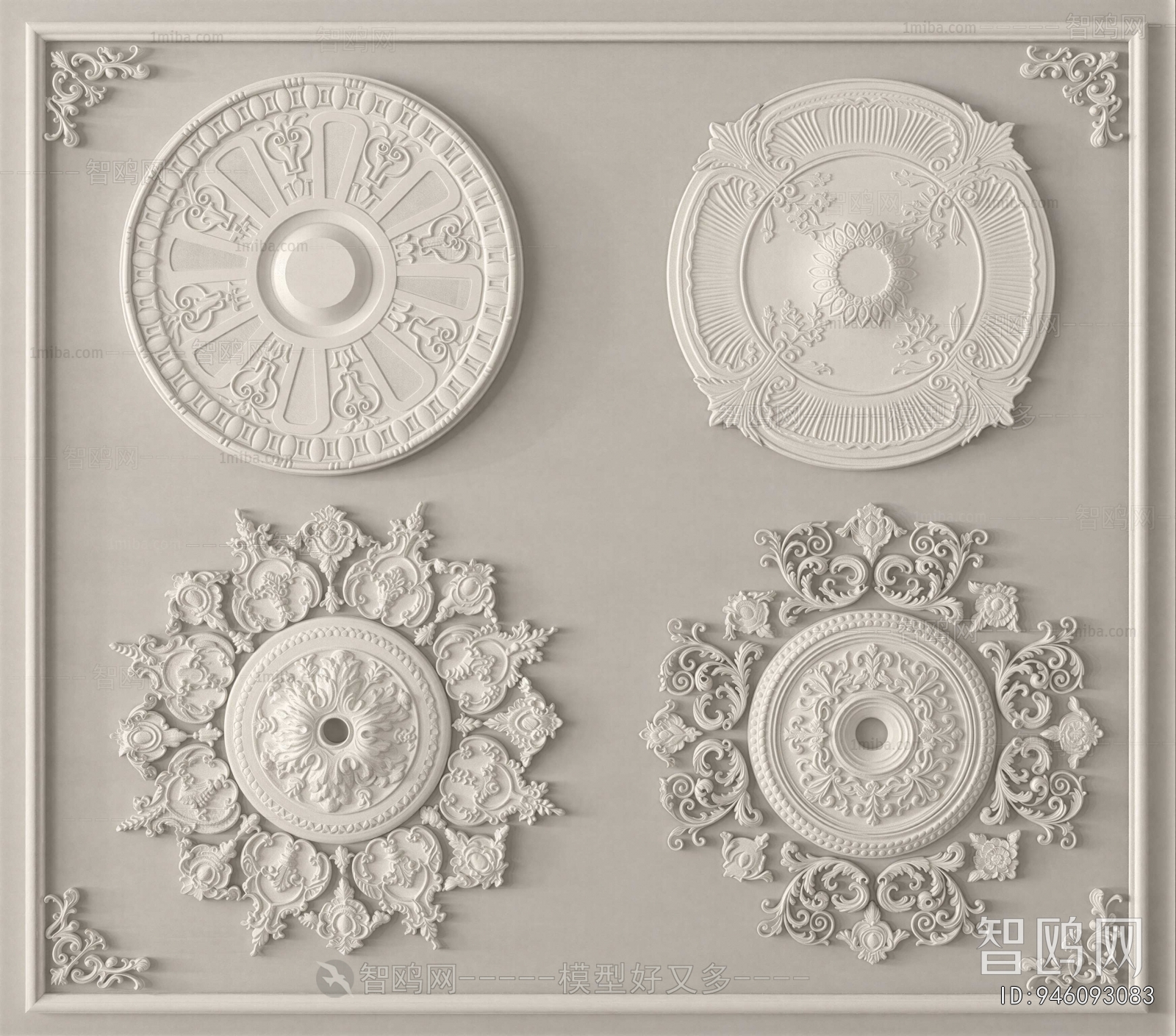 French Style Plaster Carved Top Plate
