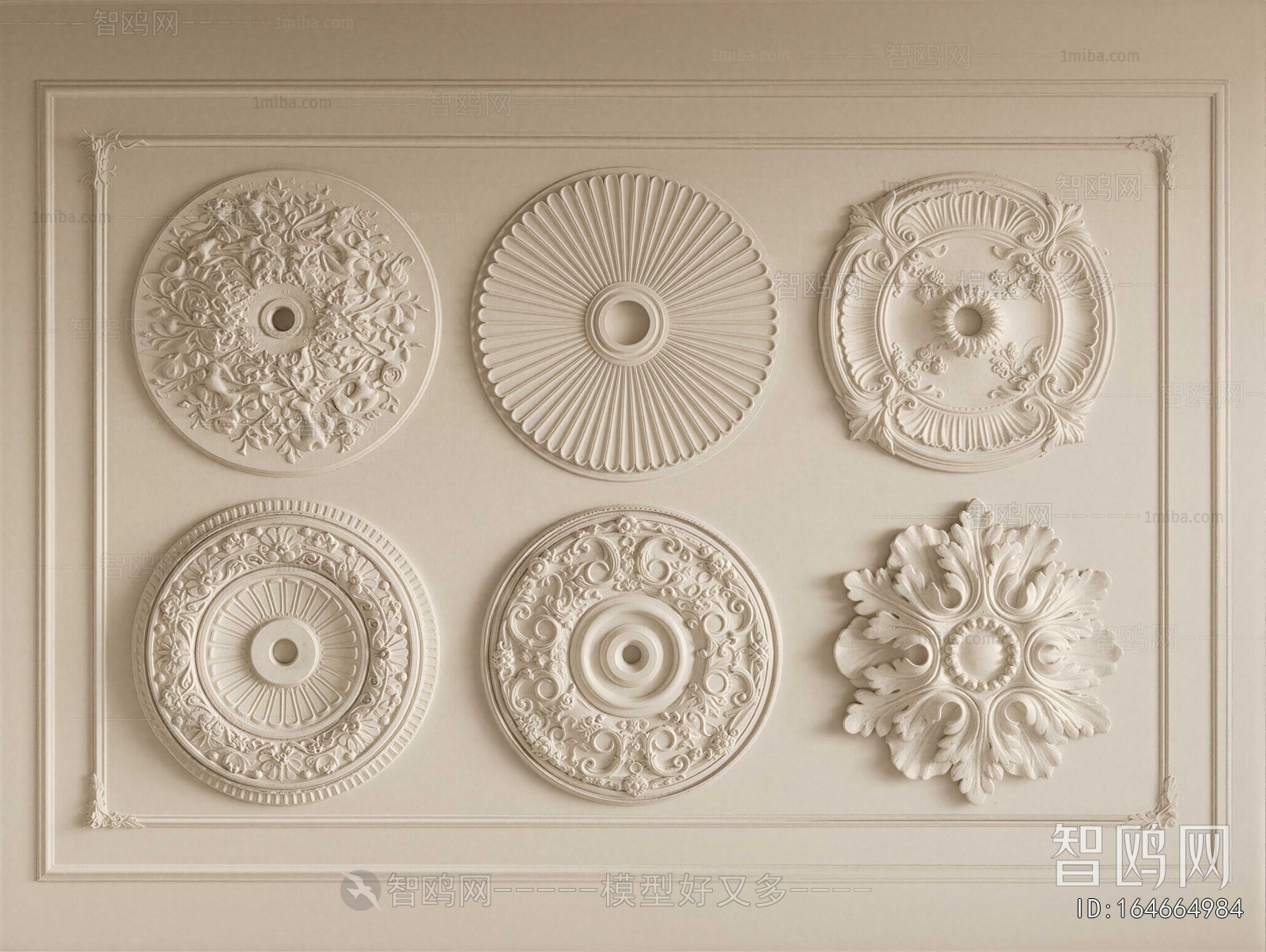 French Style Plaster Carved Top Plate