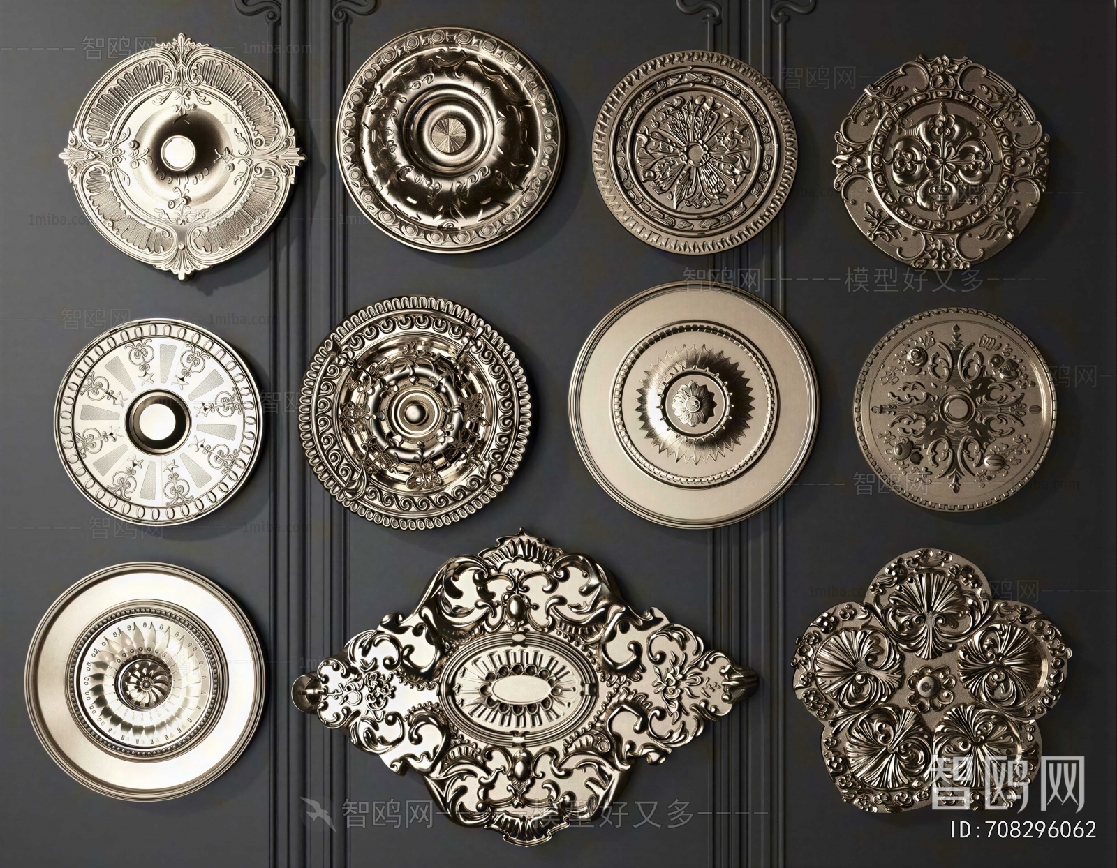 French Style Plaster Carved Top Plate