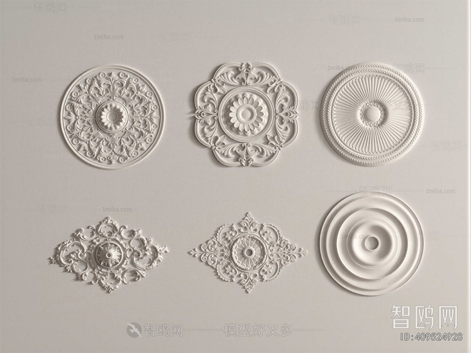 French Style Plaster Carved Top Plate