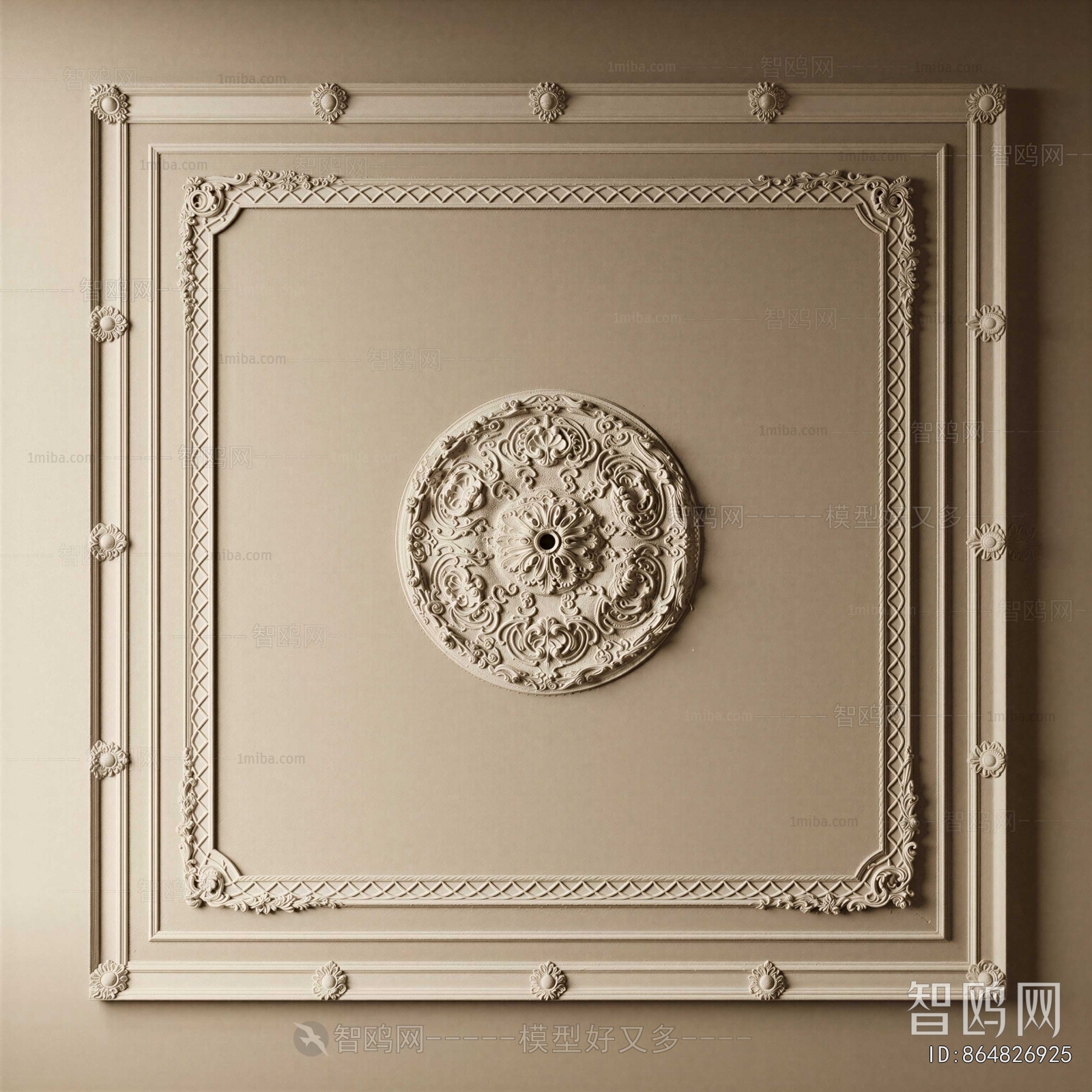 French Style Plaster Carved Top Plate
