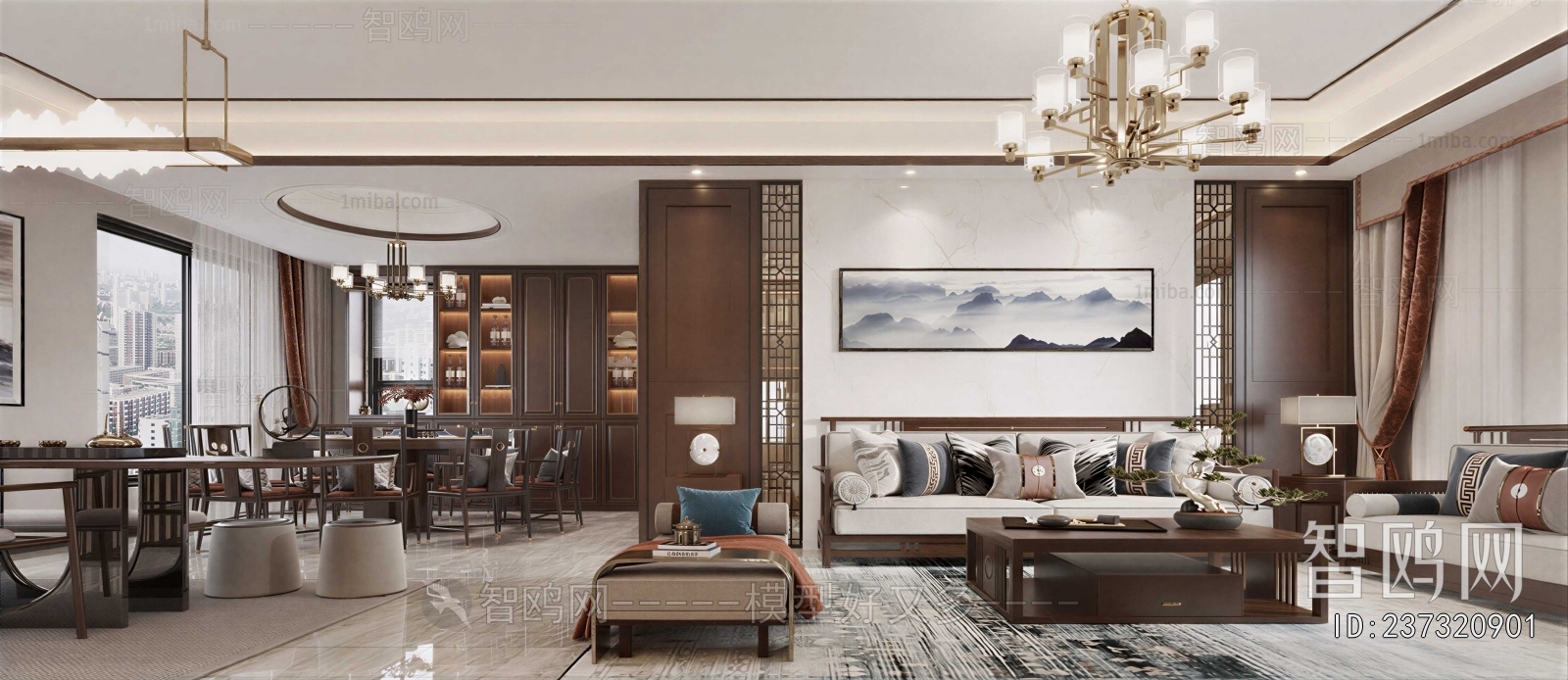 New Chinese Style A Living Room