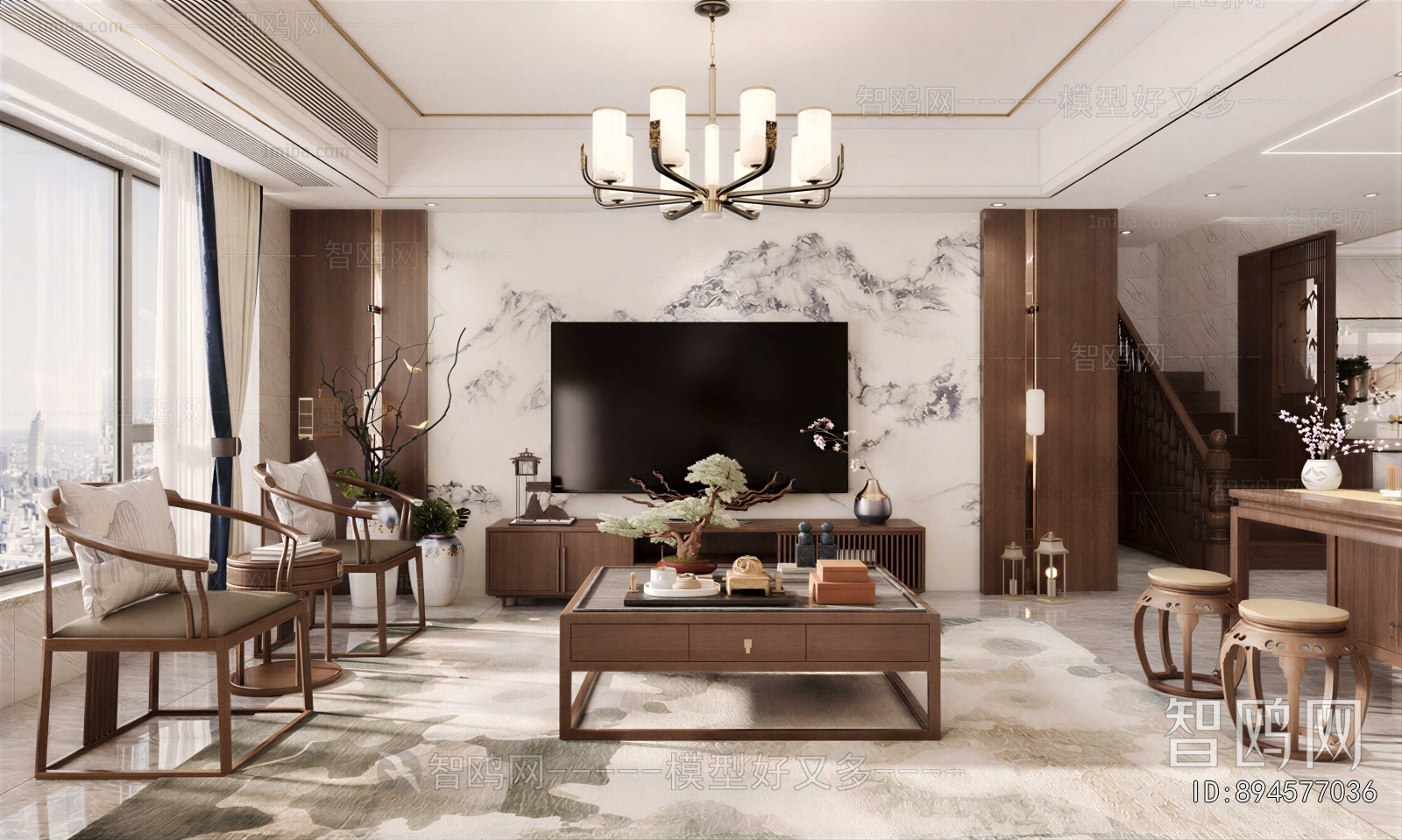 New Chinese Style A Living Room