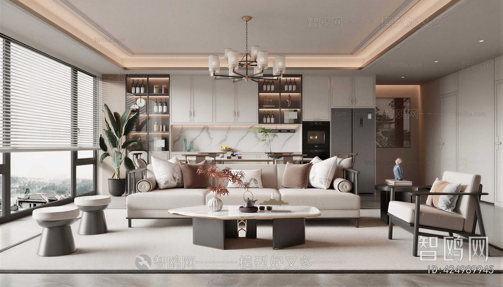 New Chinese Style A Living Room