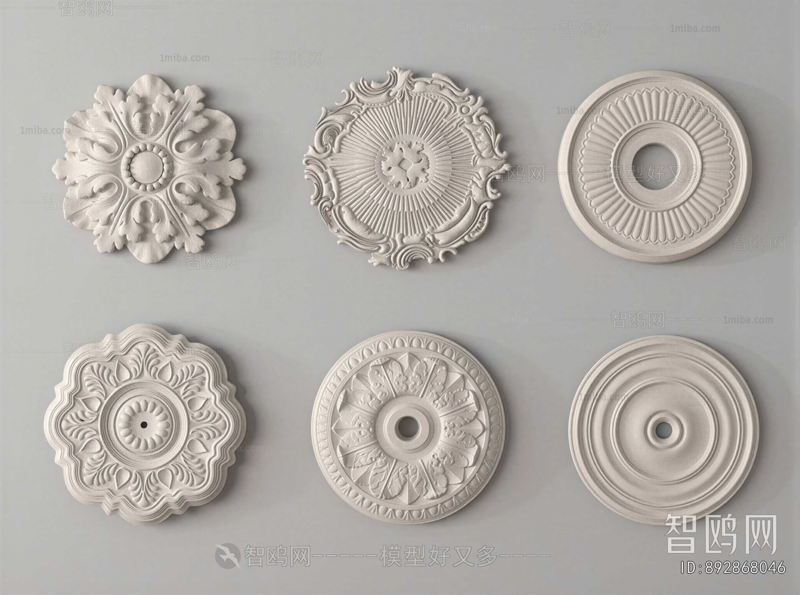 French Style Plaster Carved Top Plate