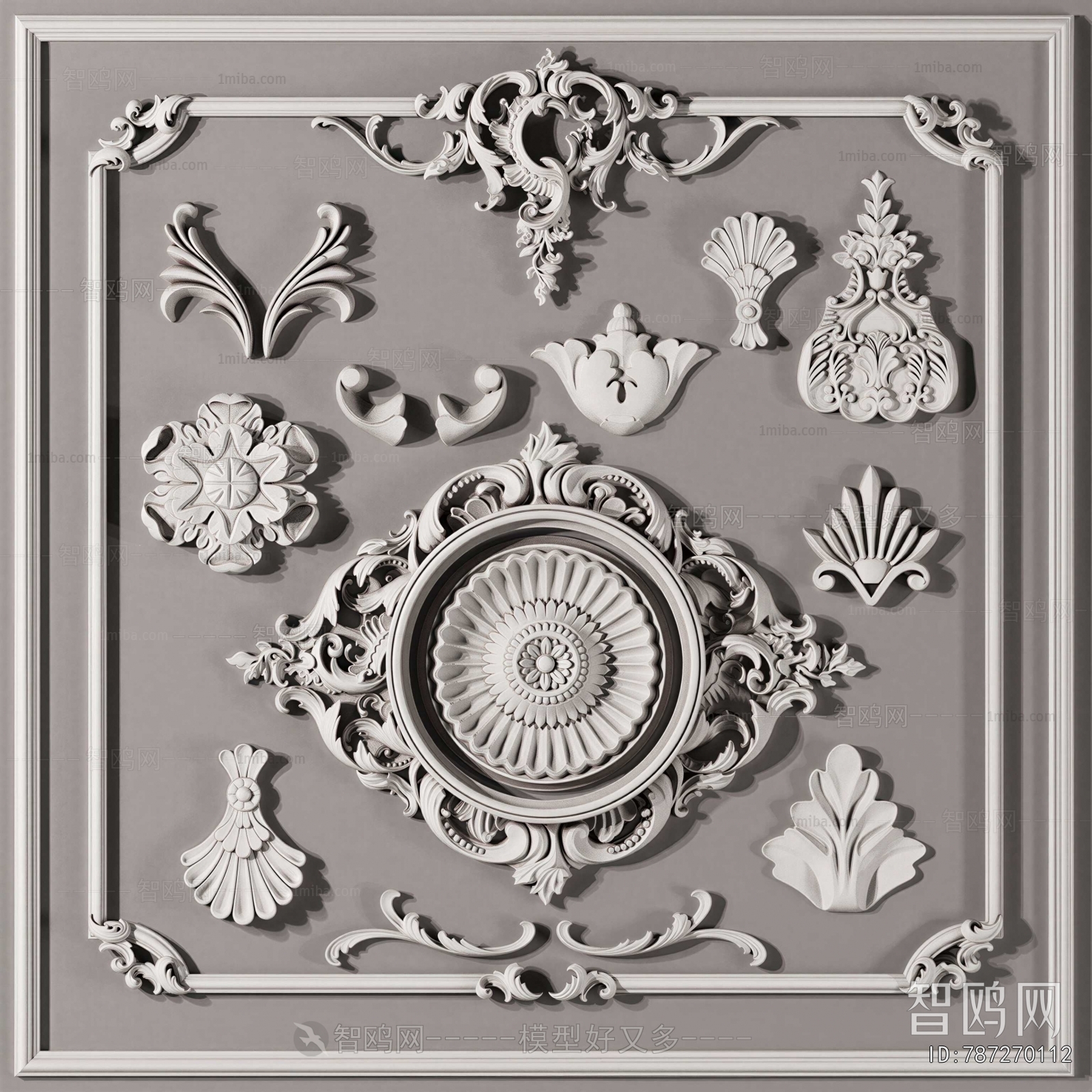 European Style Plaster Carved Top Plate