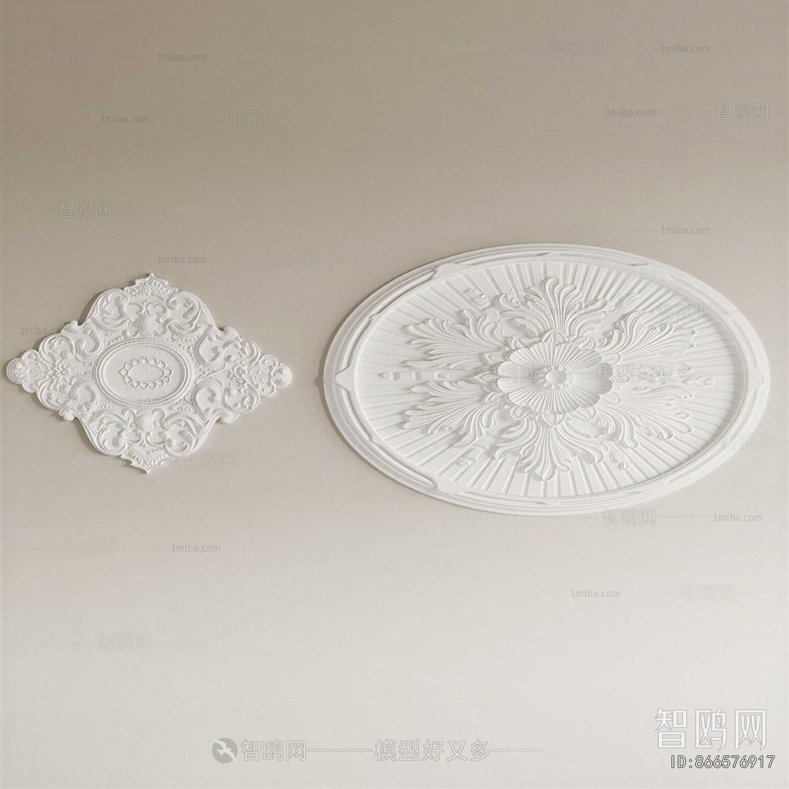 French Style Plaster Carved Top Plate