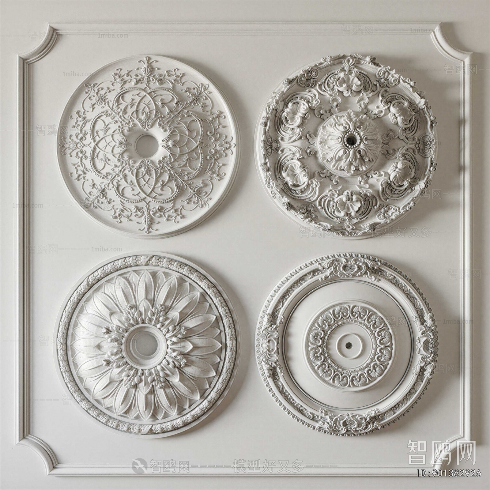 French Style Plaster Carved Top Plate