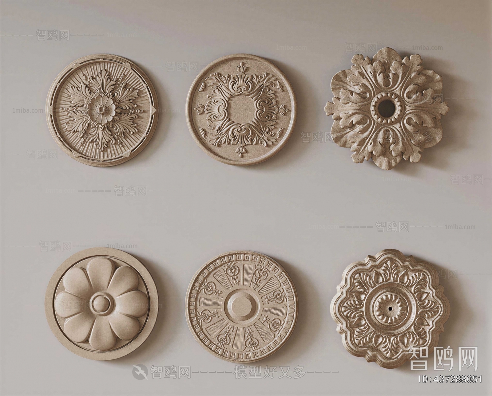 French Style Plaster Carved Top Plate