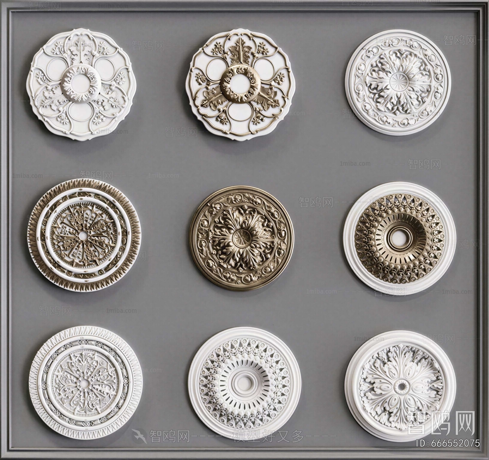 French Style Plaster Carved Top Plate