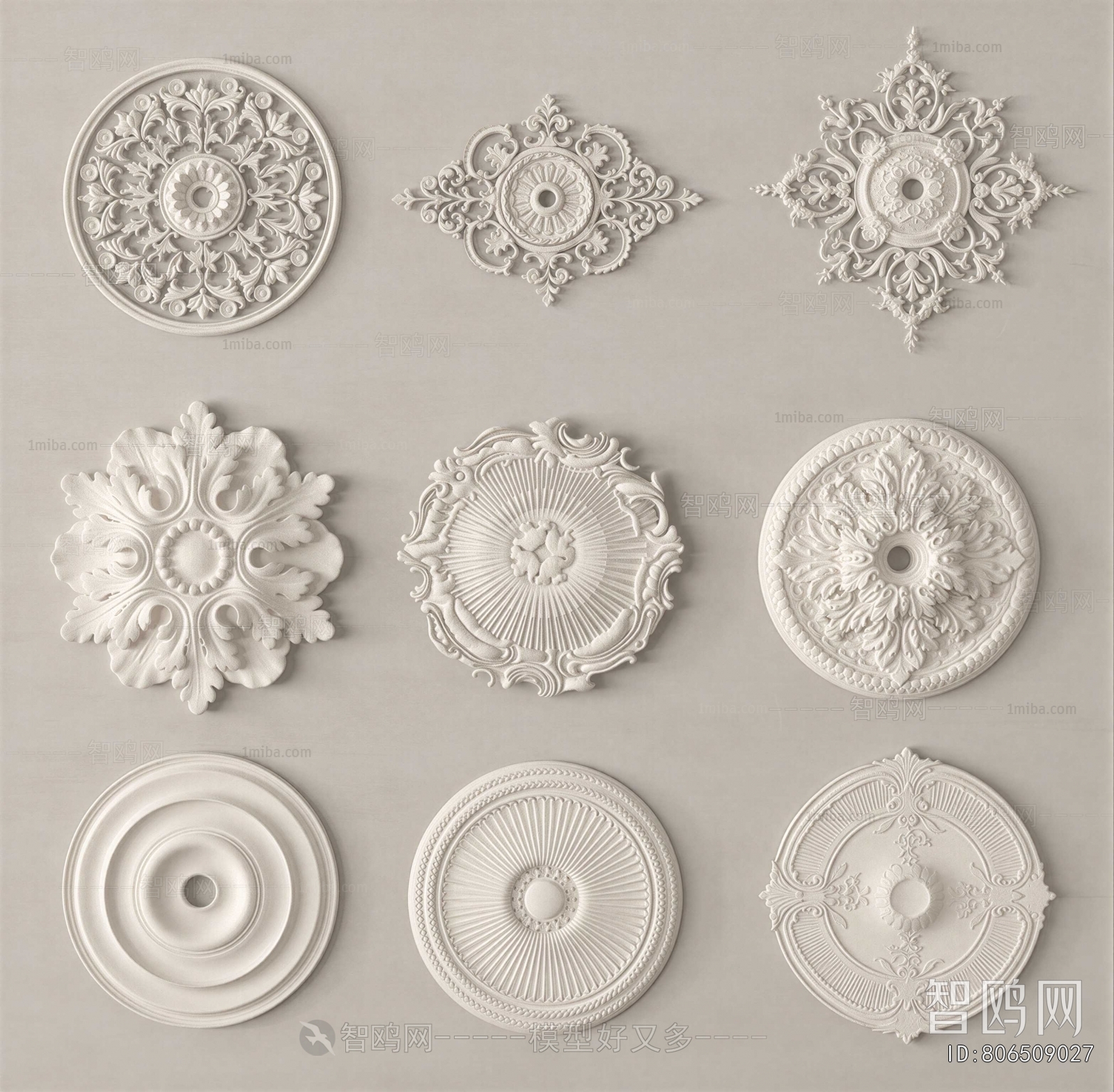 French Style Plaster Carved Top Plate