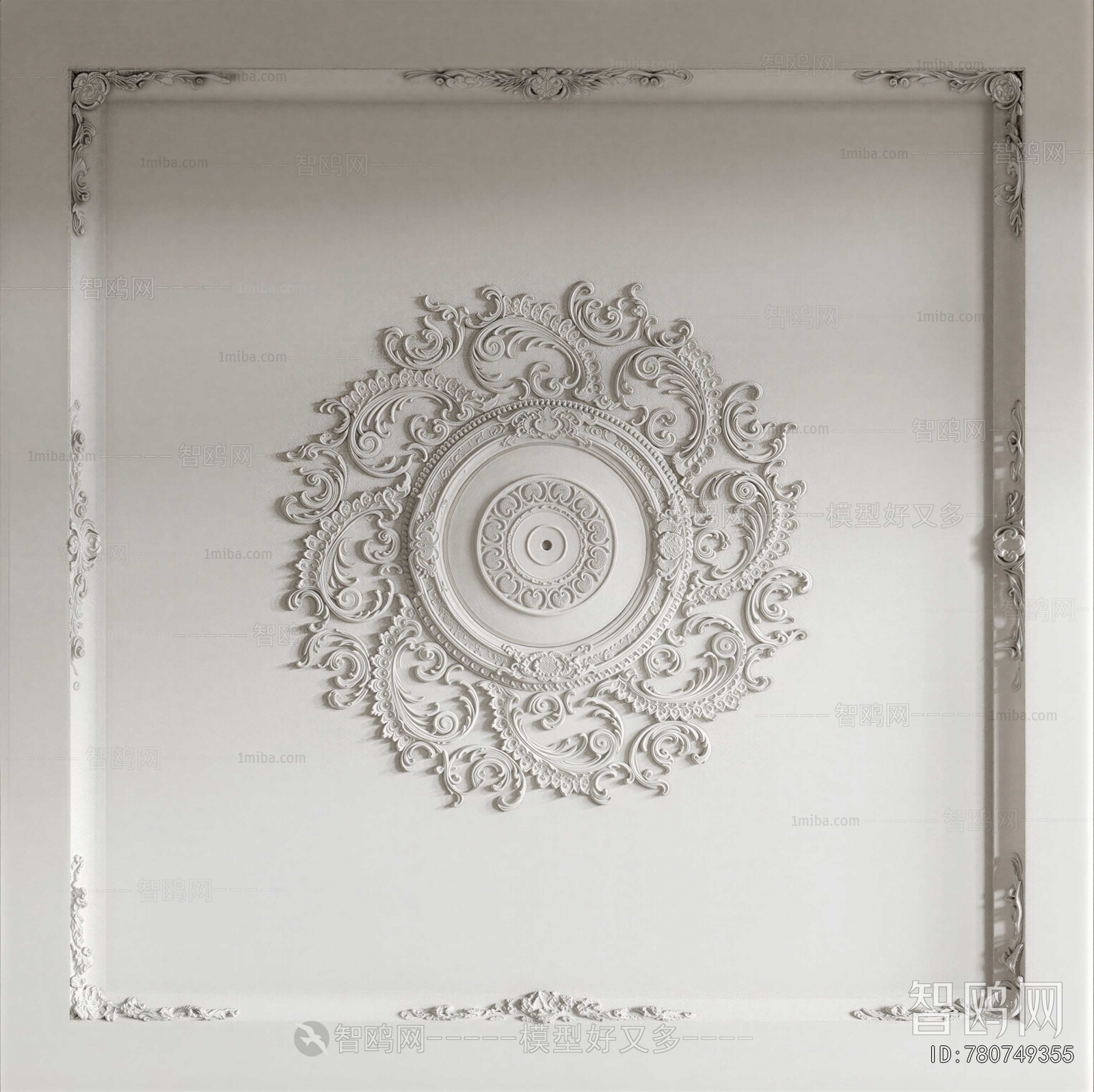 French Style Plaster Carved Top Plate