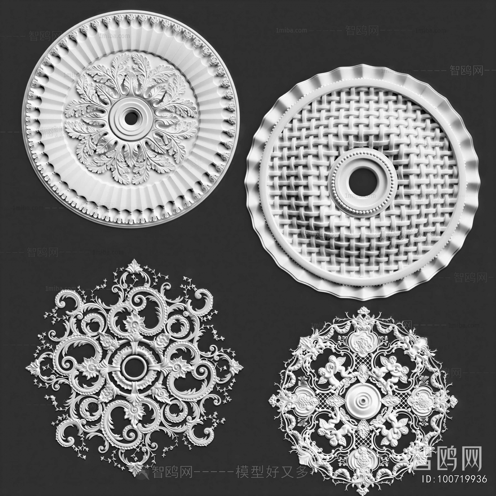 European Style Plaster Carved Top Plate