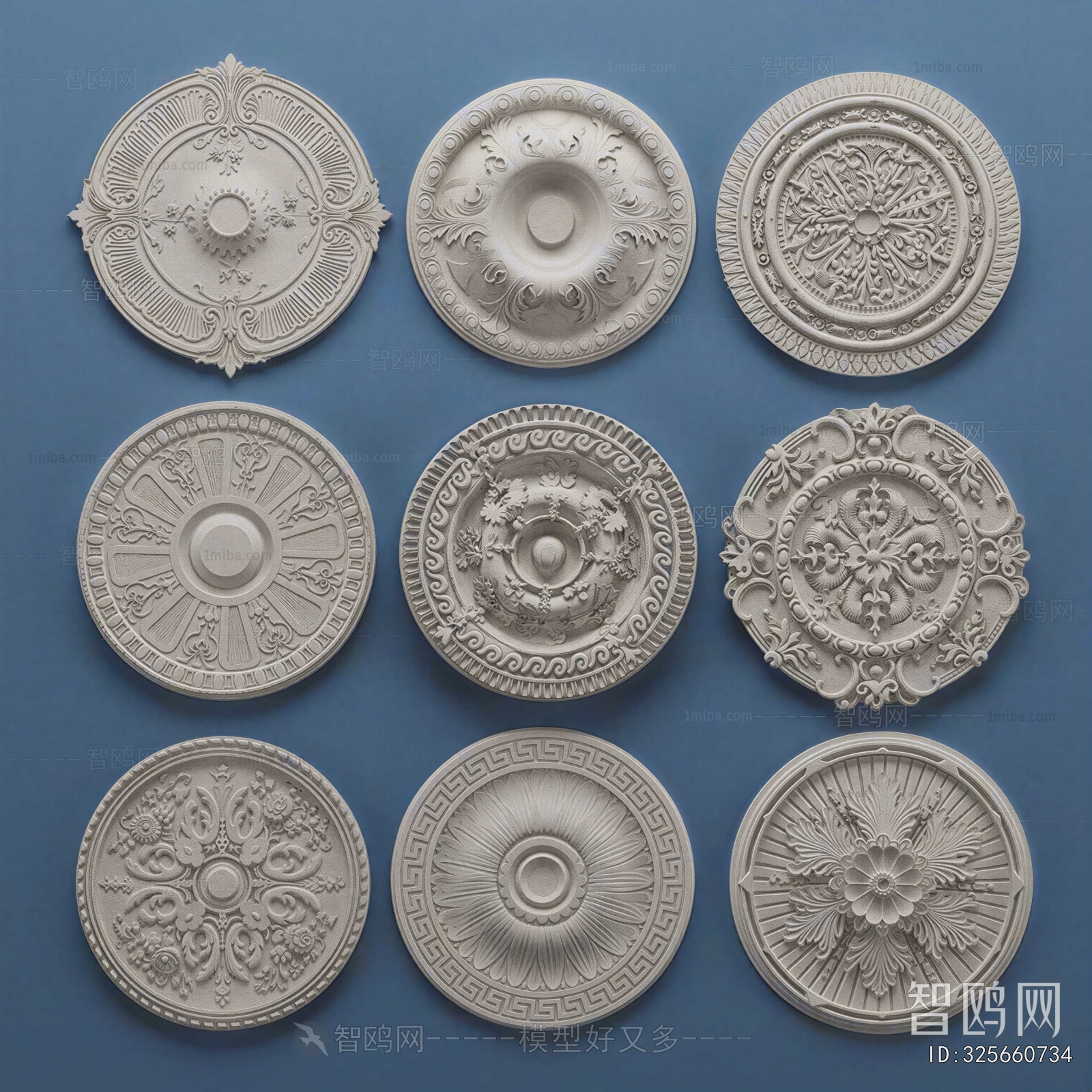 European Style Plaster Carved Top Plate