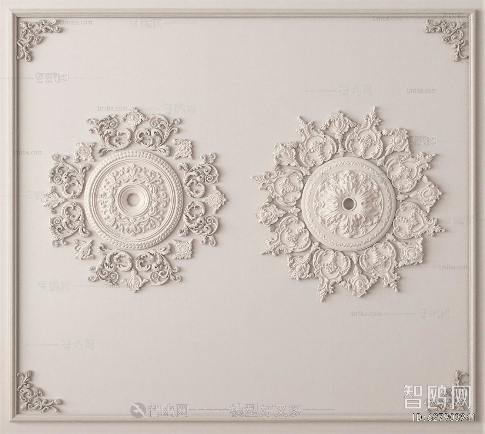 French Style Plaster Carved Top Plate