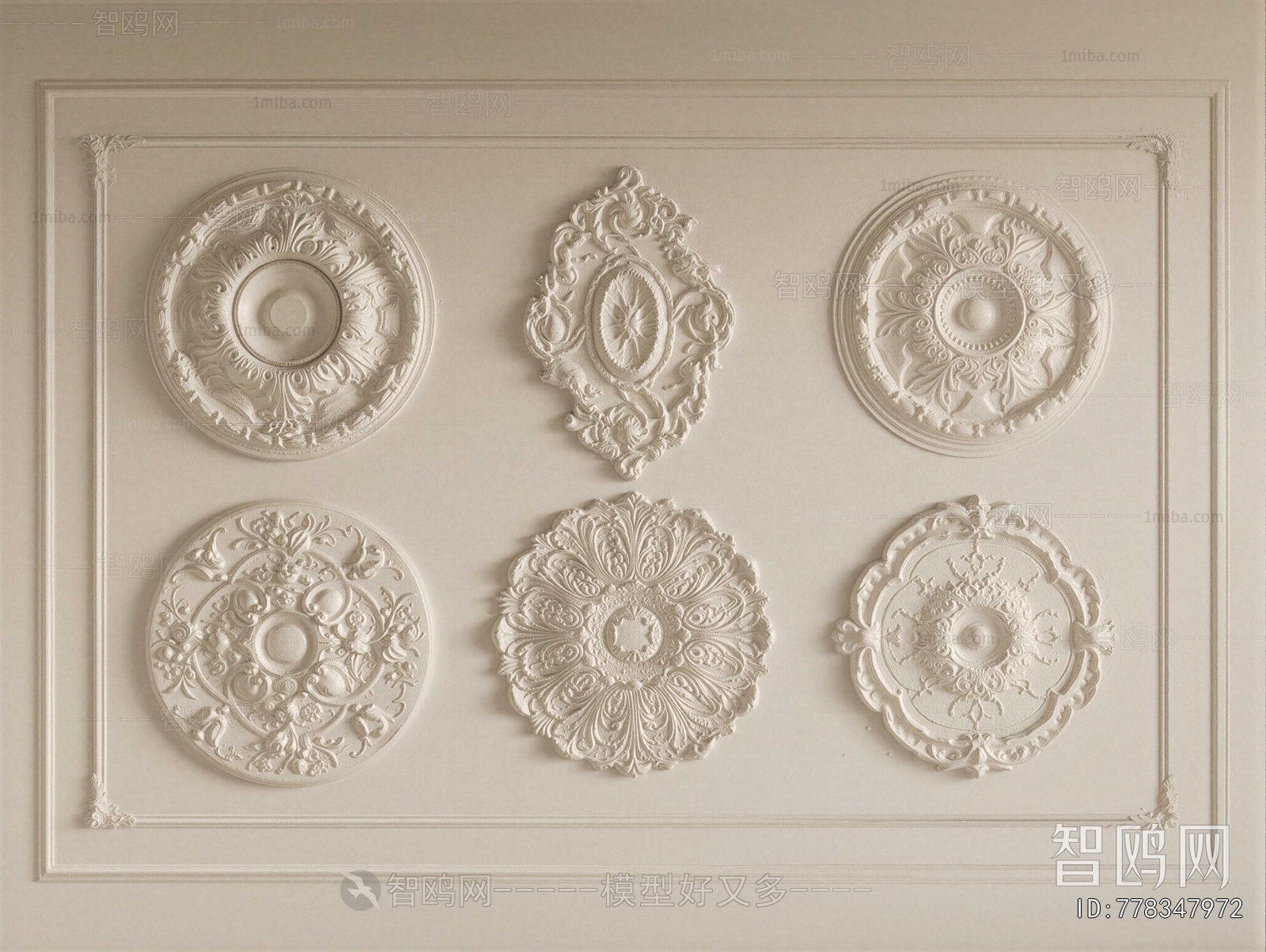 French Style Plaster Carved Top Plate