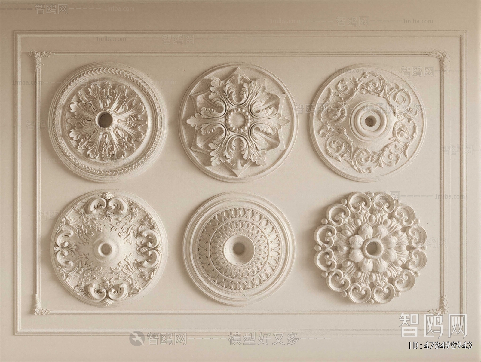 French Style Plaster Carved Top Plate