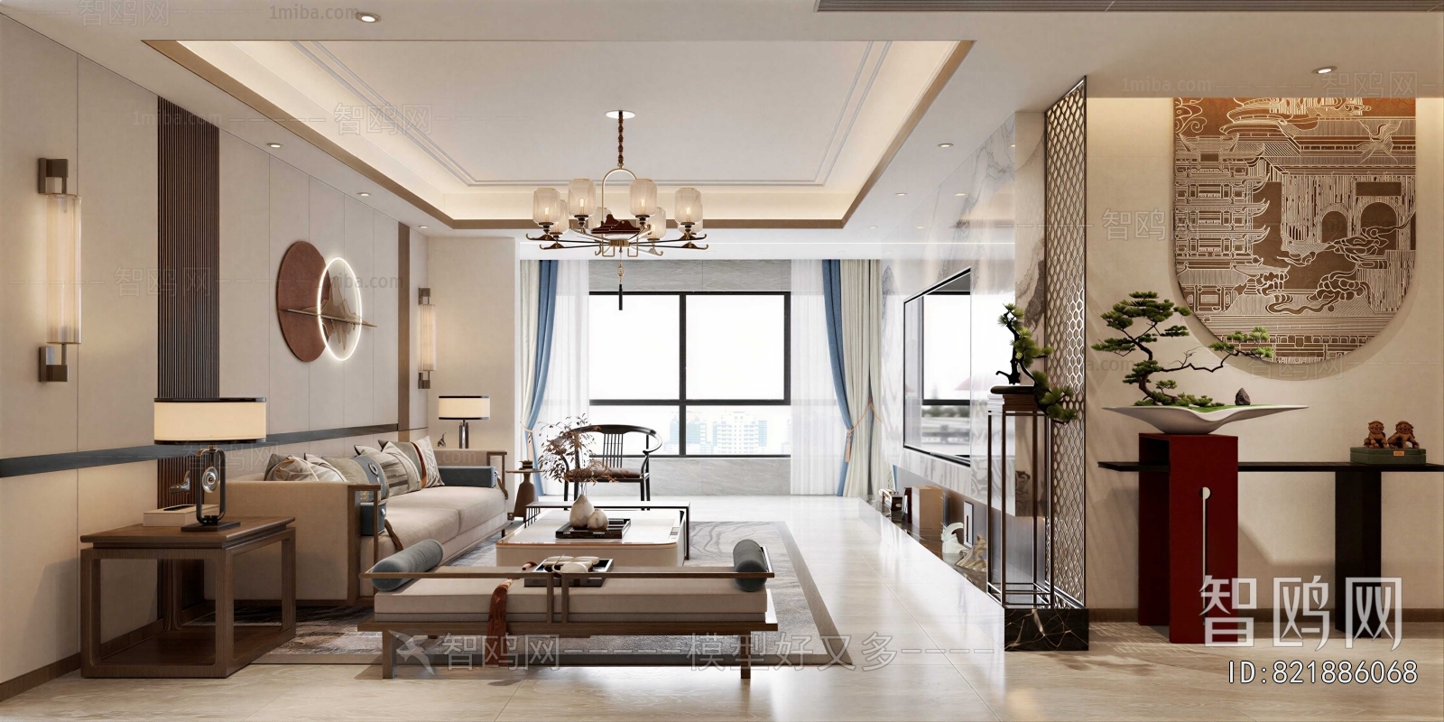 New Chinese Style A Living Room