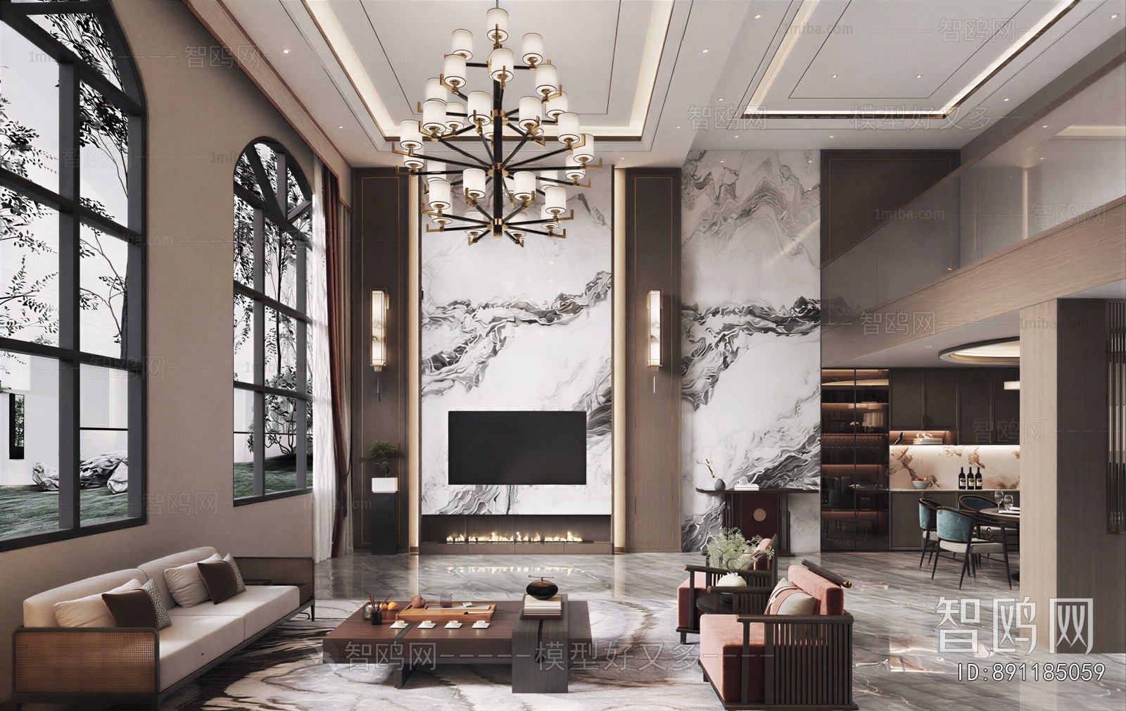 New Chinese Style A Living Room