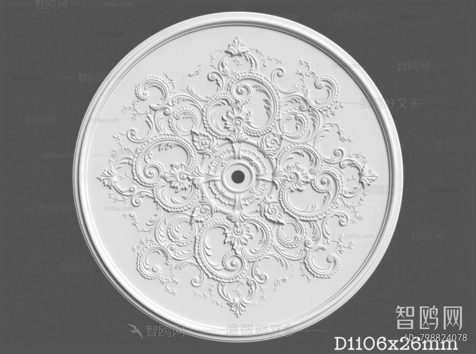 French Style Plaster Carved Top Plate