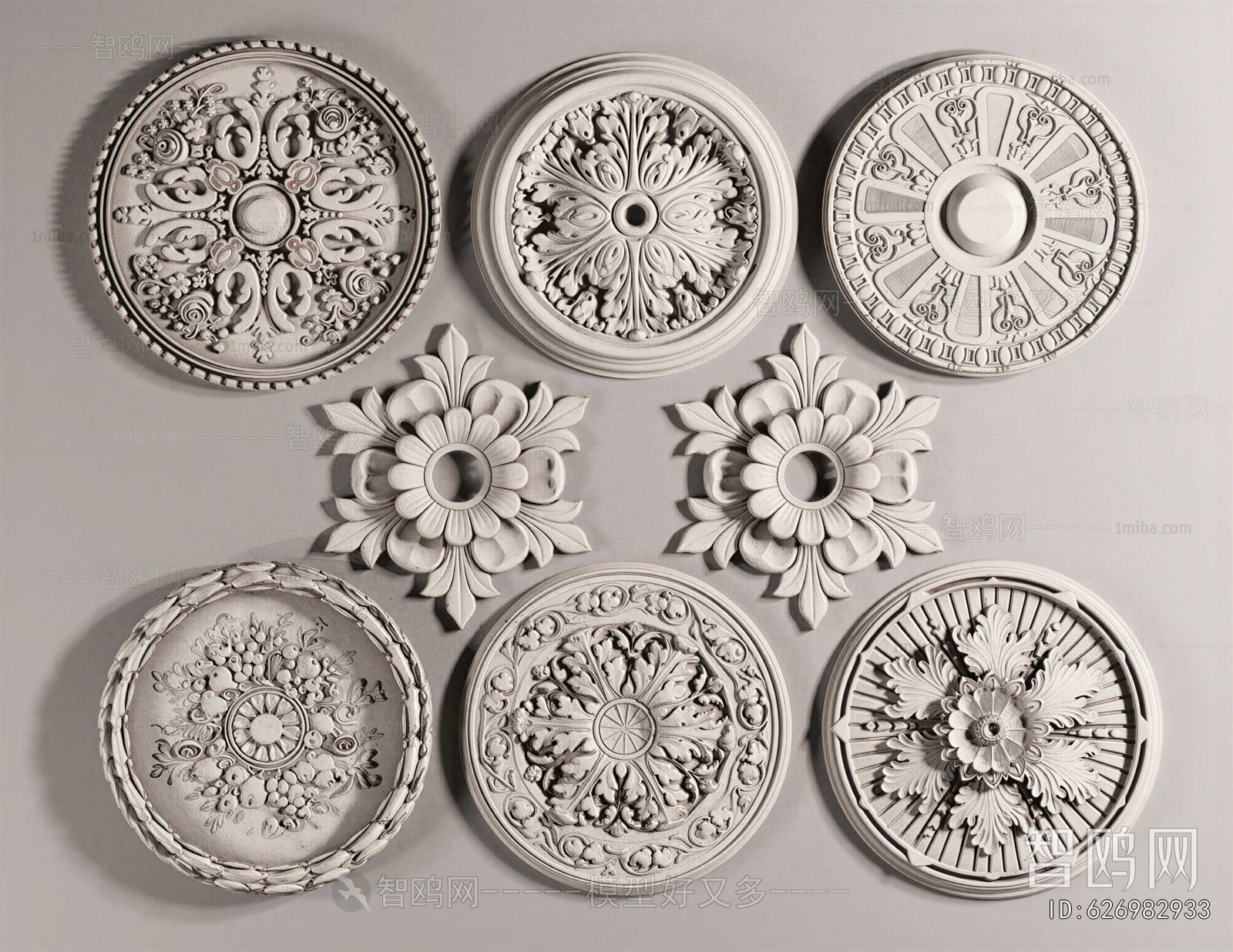 French Style Plaster Carved Top Plate