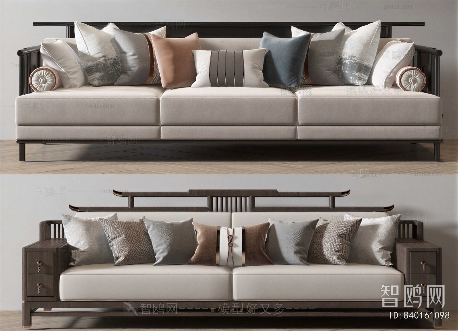 New Chinese Style Three-seat Sofa