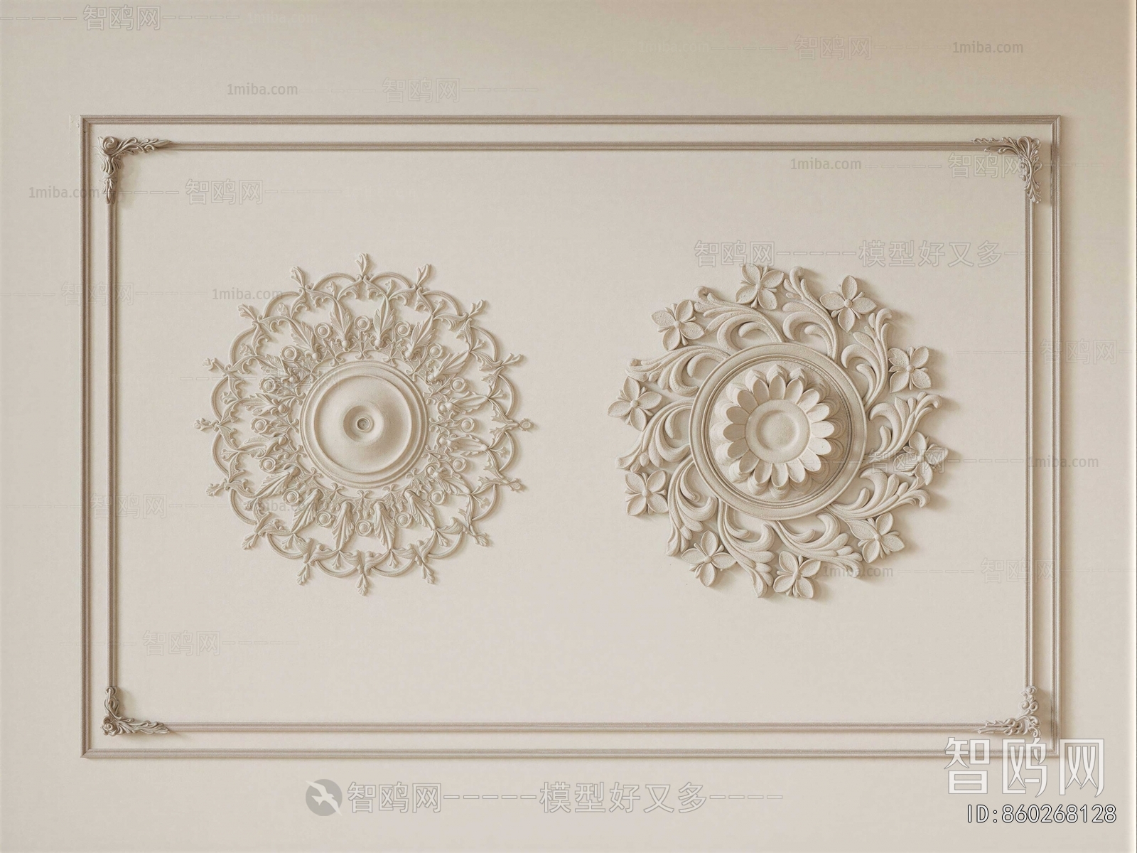 French Style Plaster Carved Top Plate