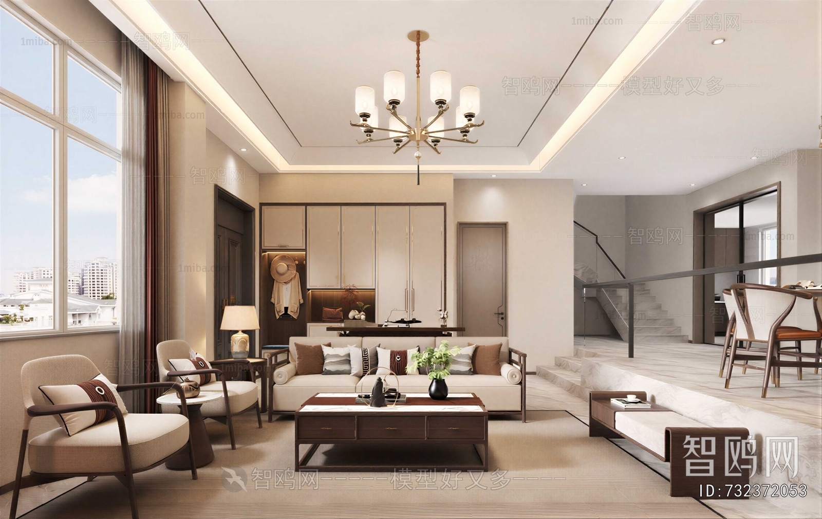 New Chinese Style A Living Room