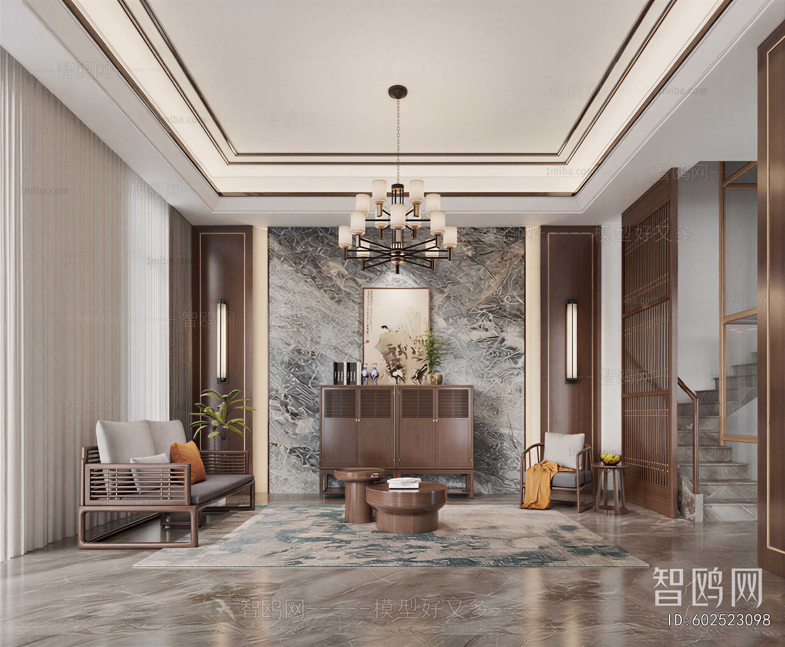 New Chinese Style A Living Room