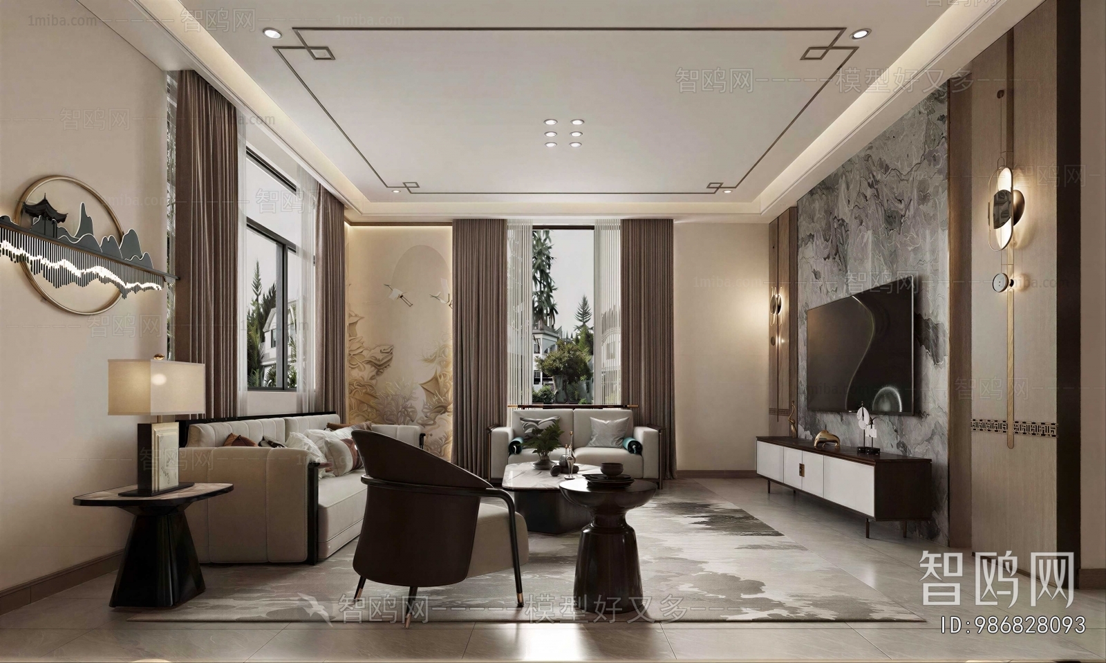 New Chinese Style A Living Room