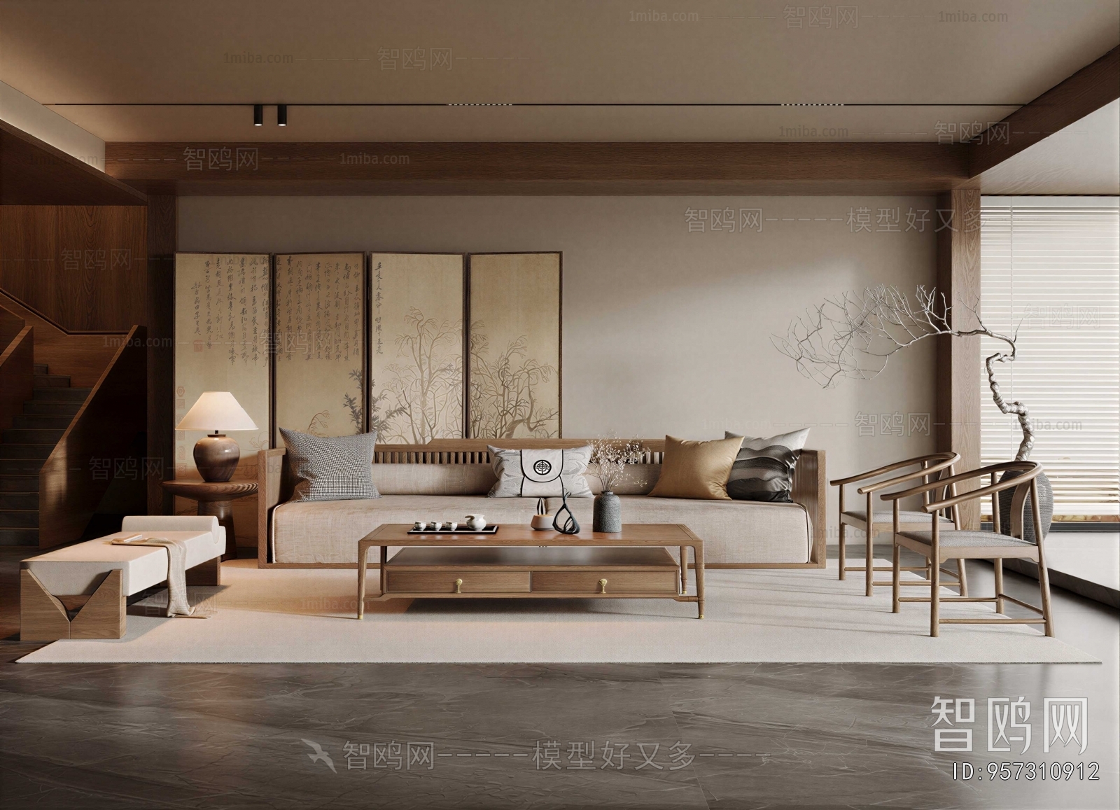 New Chinese Style A Living Room