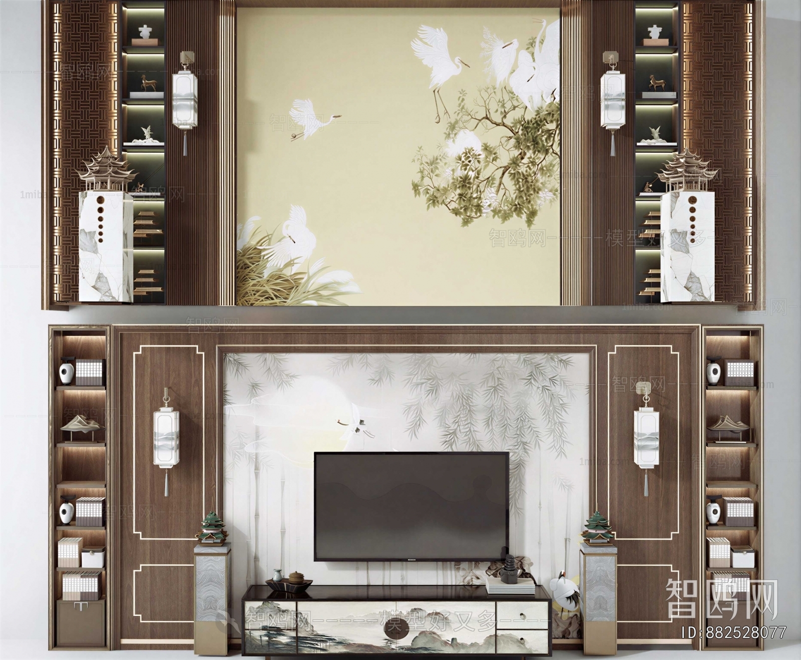 New Chinese Style TV Wall