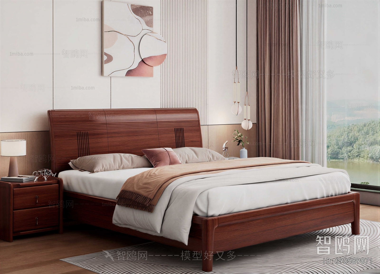 New Chinese Style Double Bed