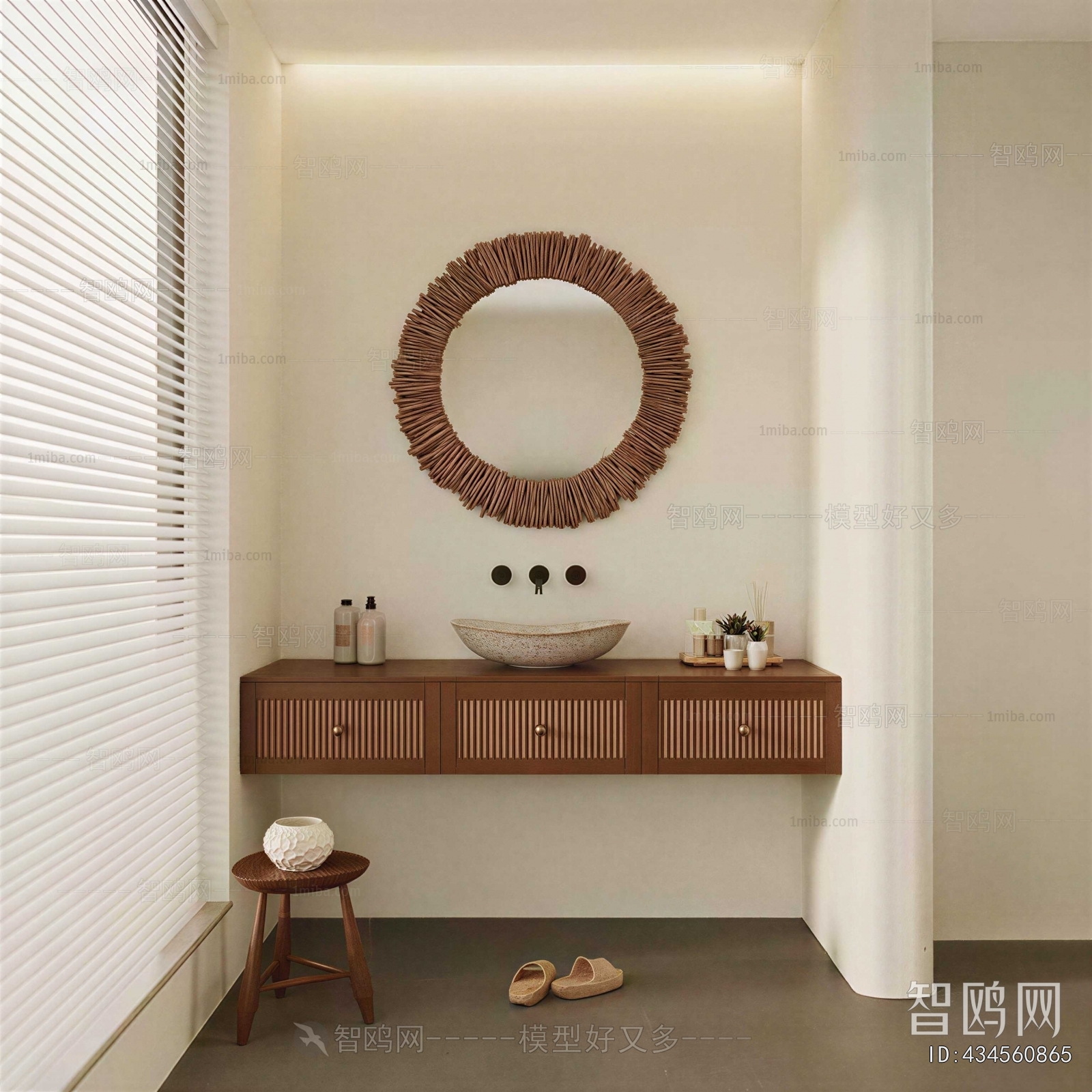 Wabi-sabi Style Bathroom Cabinet