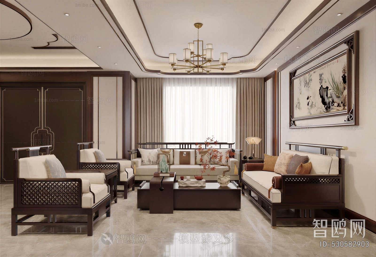 New Chinese Style A Living Room