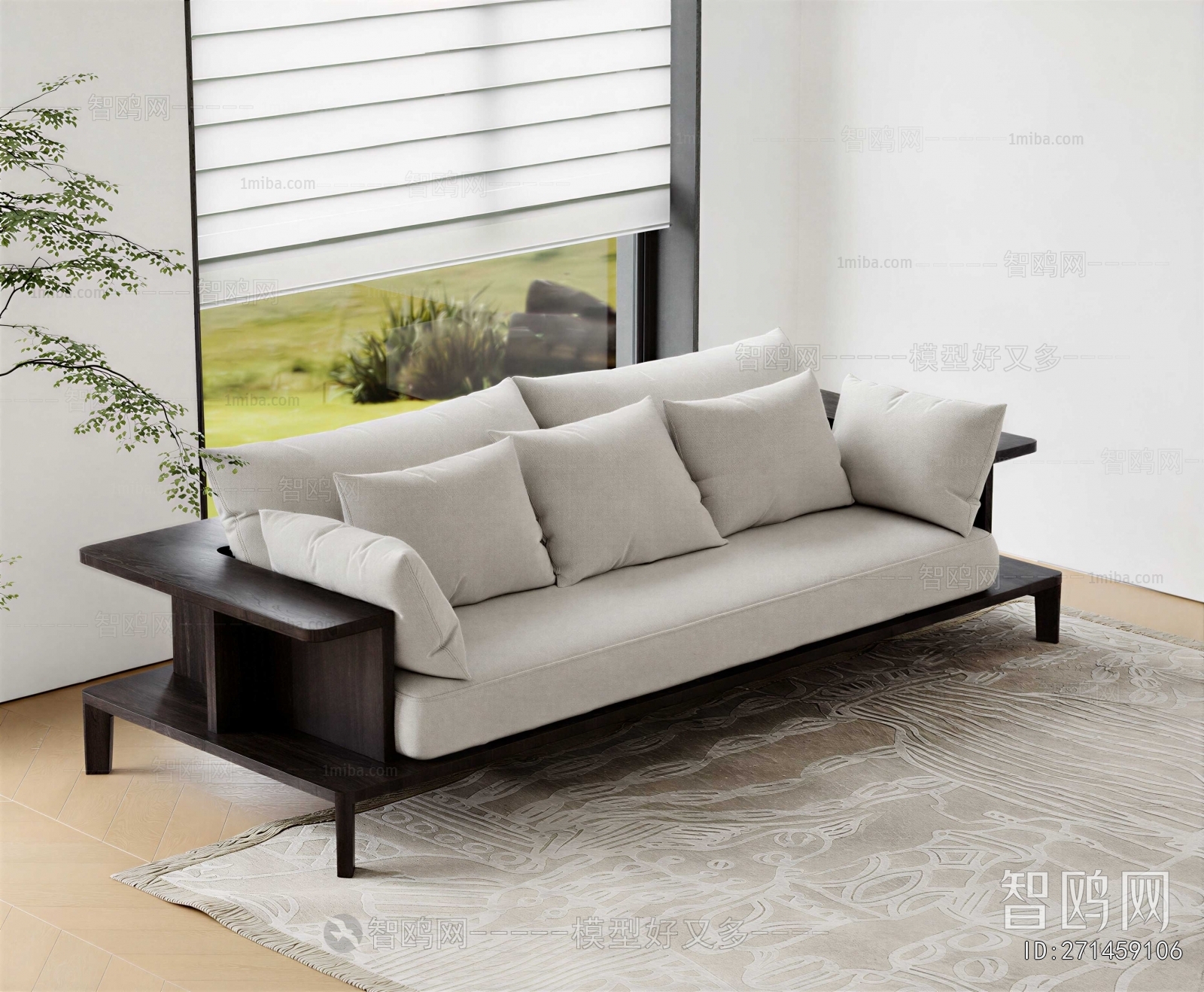 New Chinese Style Three-seat Sofa