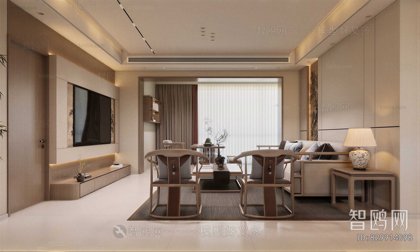 New Chinese Style A Living Room