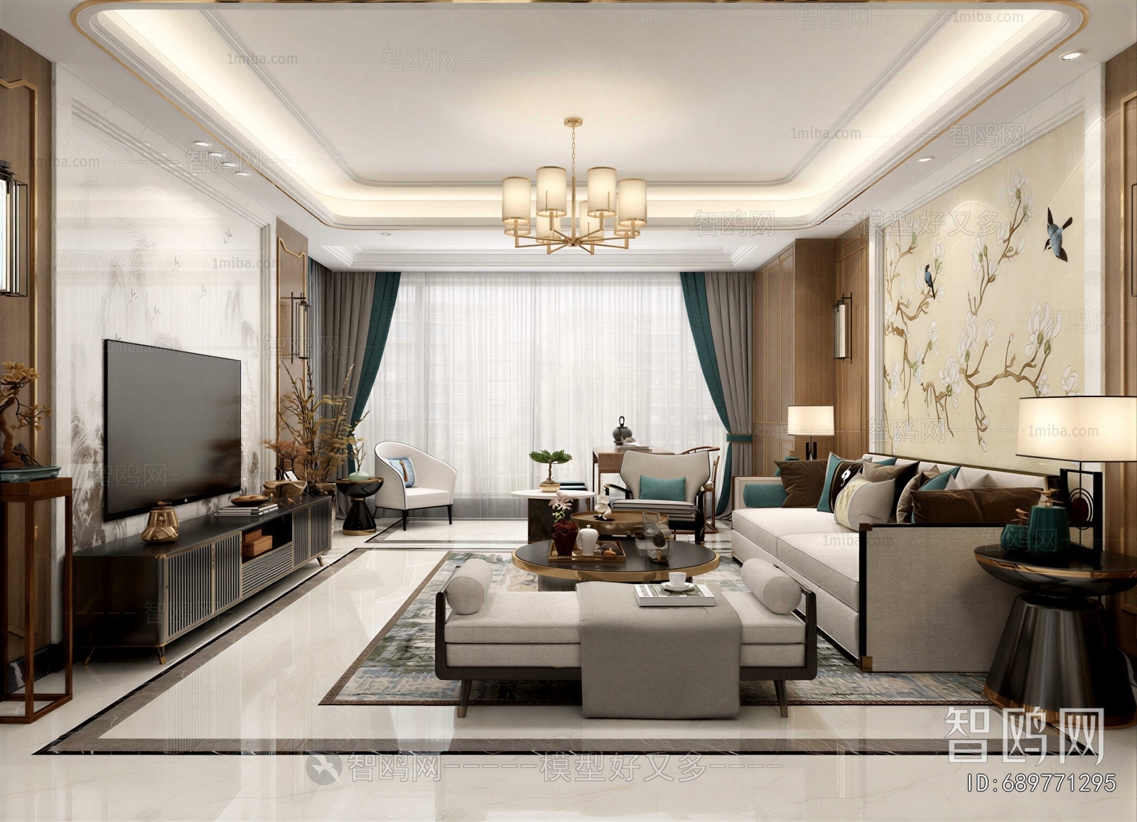 New Chinese Style A Living Room