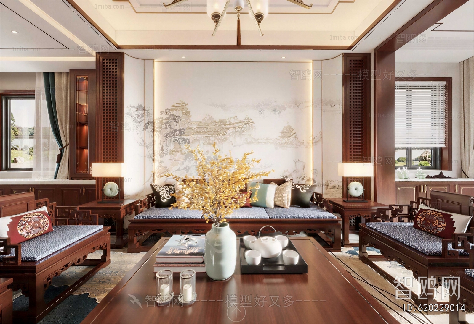 New Chinese Style A Living Room