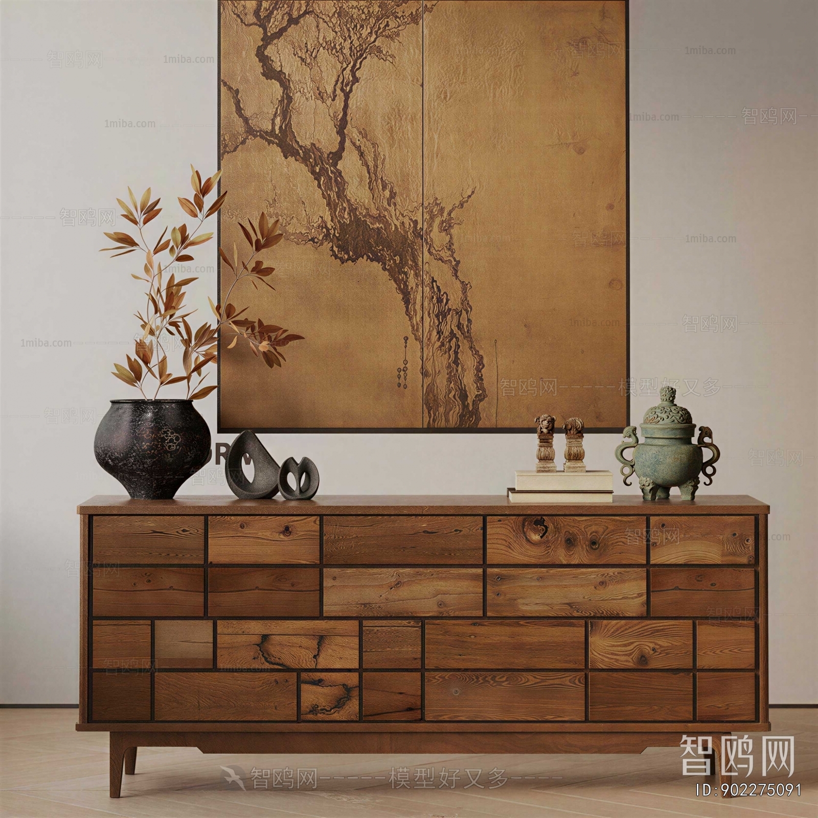 Wabi-sabi Style Side Cabinet