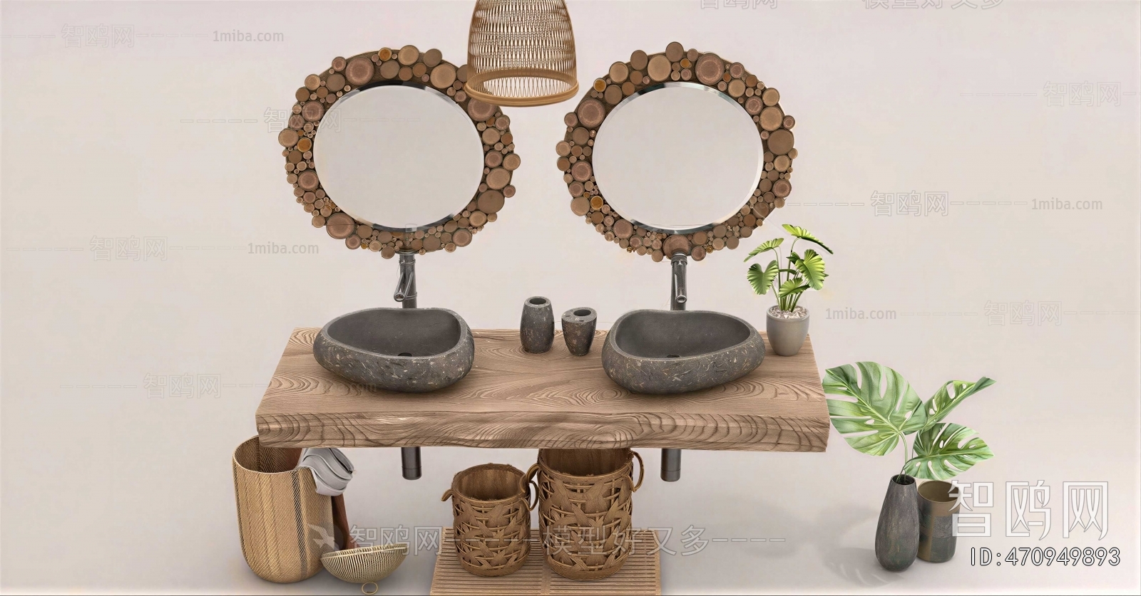 Wabi-sabi Style Bathroom Cabinet