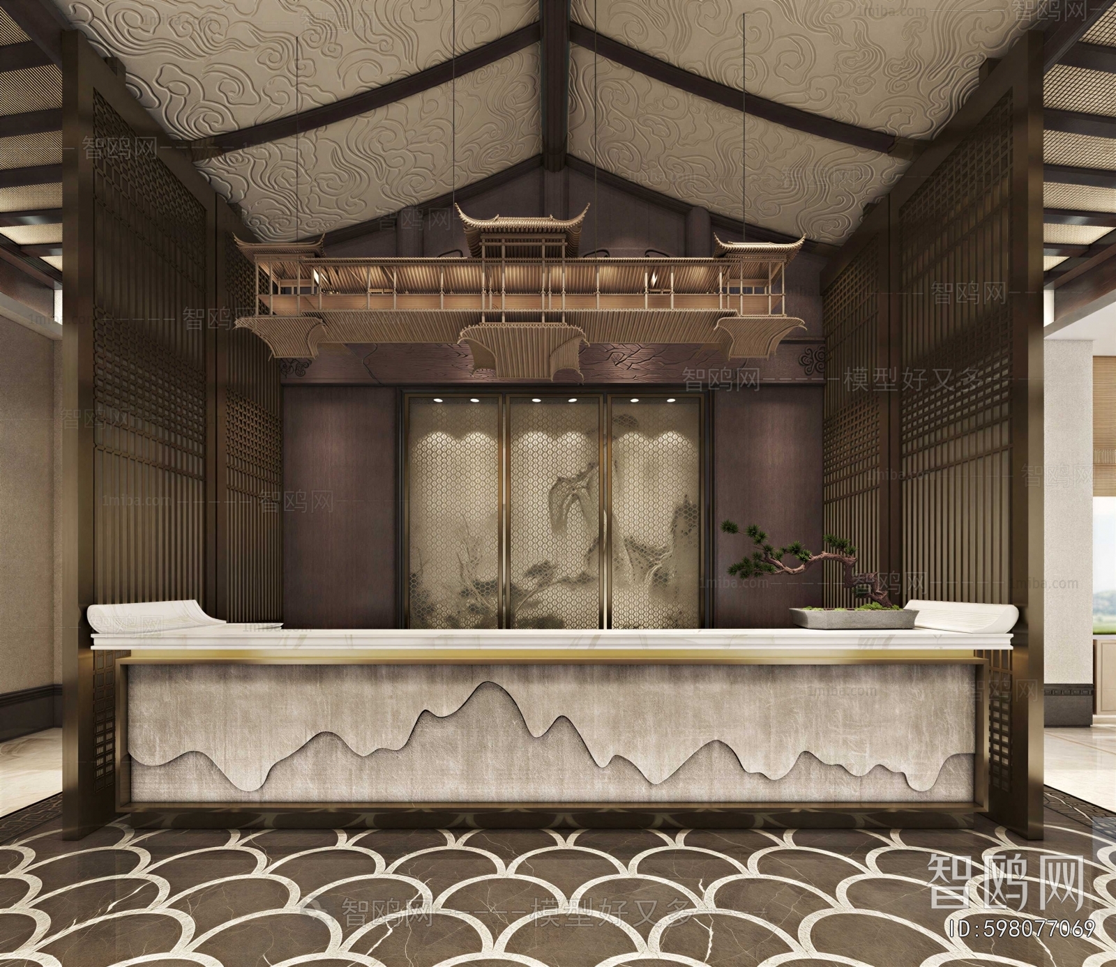 New Chinese Style Office Reception Desk