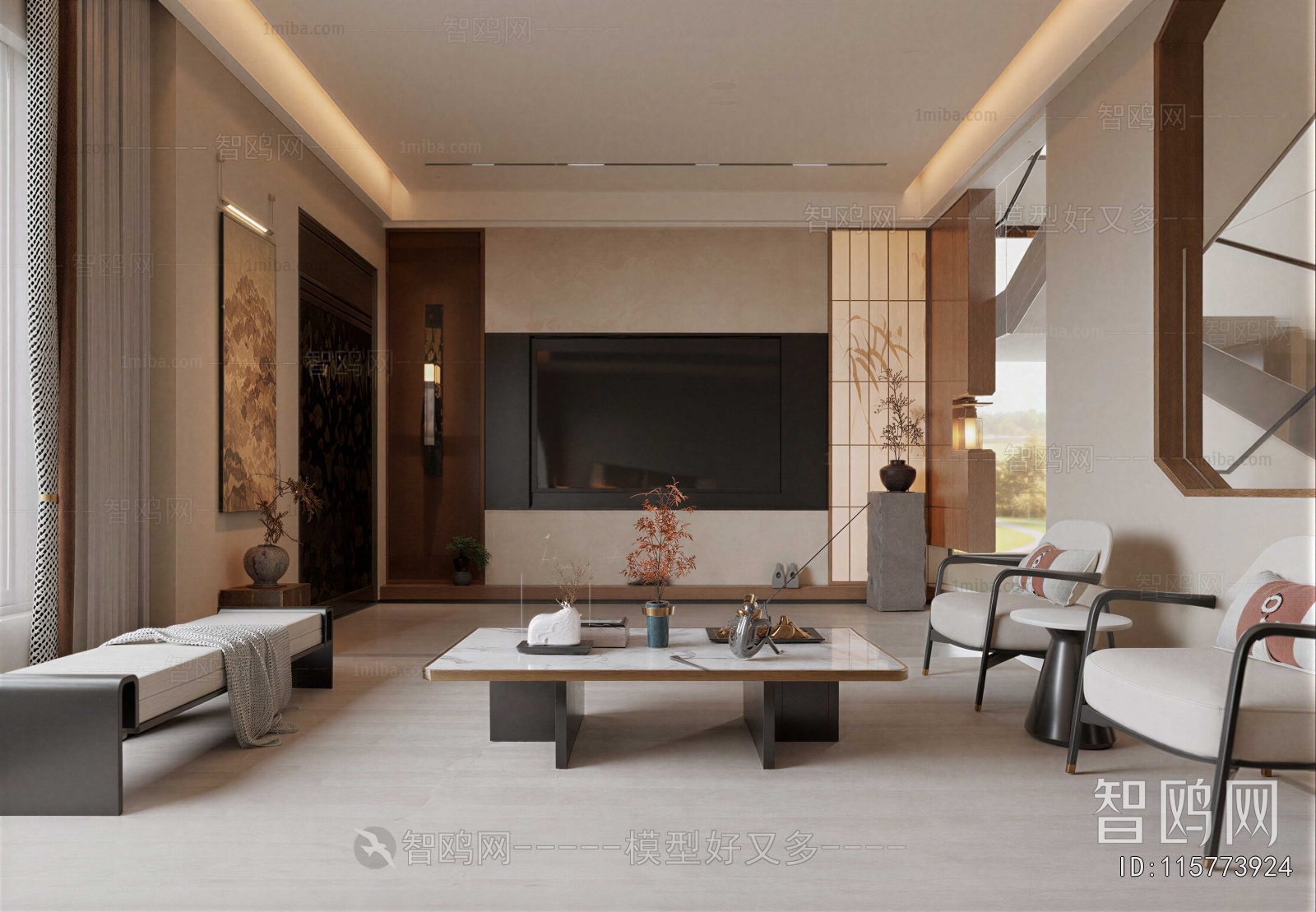 New Chinese Style A Living Room