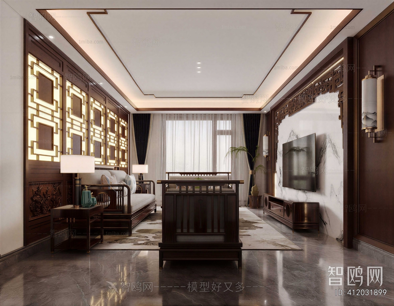 New Chinese Style A Living Room