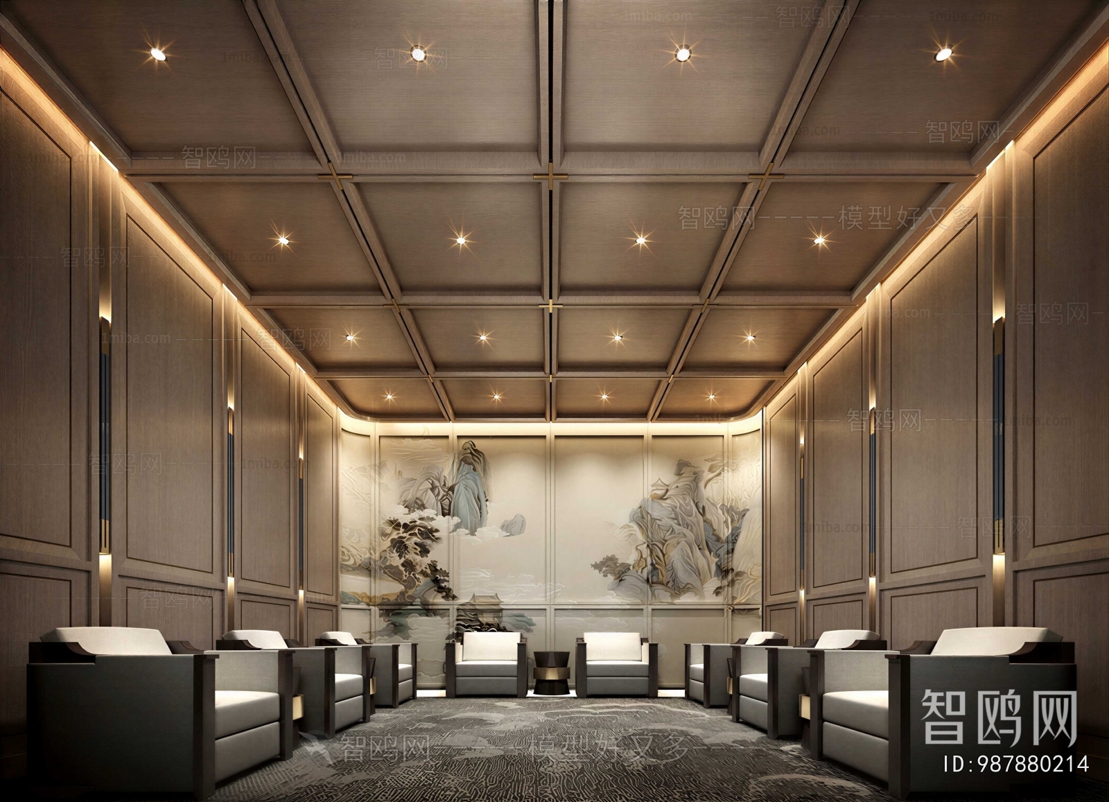 New Chinese Style Office Living Room